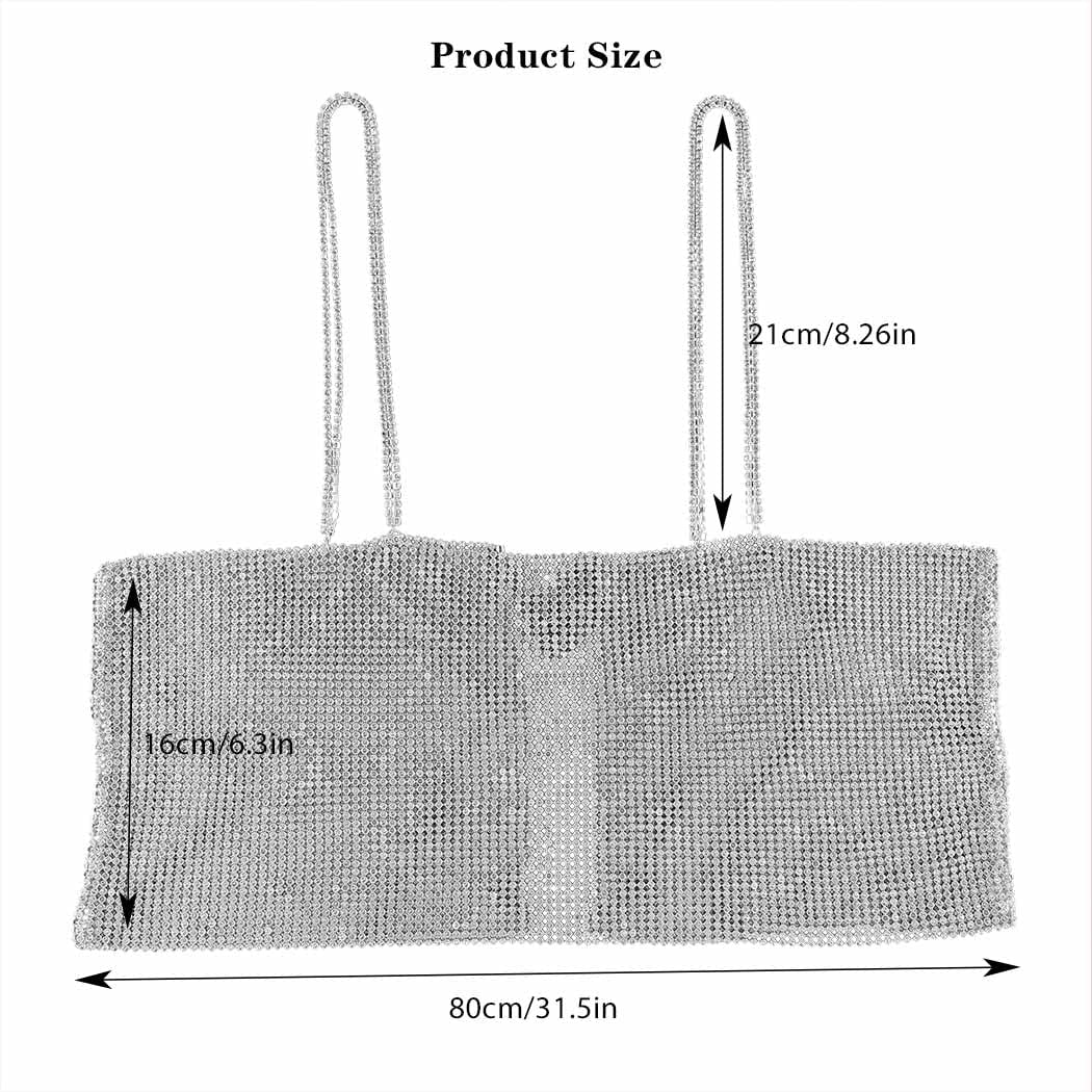 Jeweky Rhinestone Crop Top Sparkly Body Chain Silver Bra Chain Backless Chest Chains Rave Party Body Jewelry Accessories for Women Apparel & Accessories > Jewelry > Body Jewelry JEWEKY