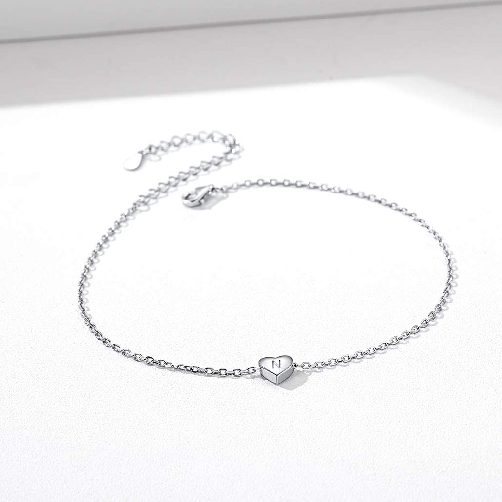 Silvora Sterling Silver Initial Anklets for Women, Teen Girls Foot Ankle Bracelet Letter Alphabet Anklets-Adjustable Chain with Gift Packaging Apparel & Accessories > Jewelry > Anklets Silvora