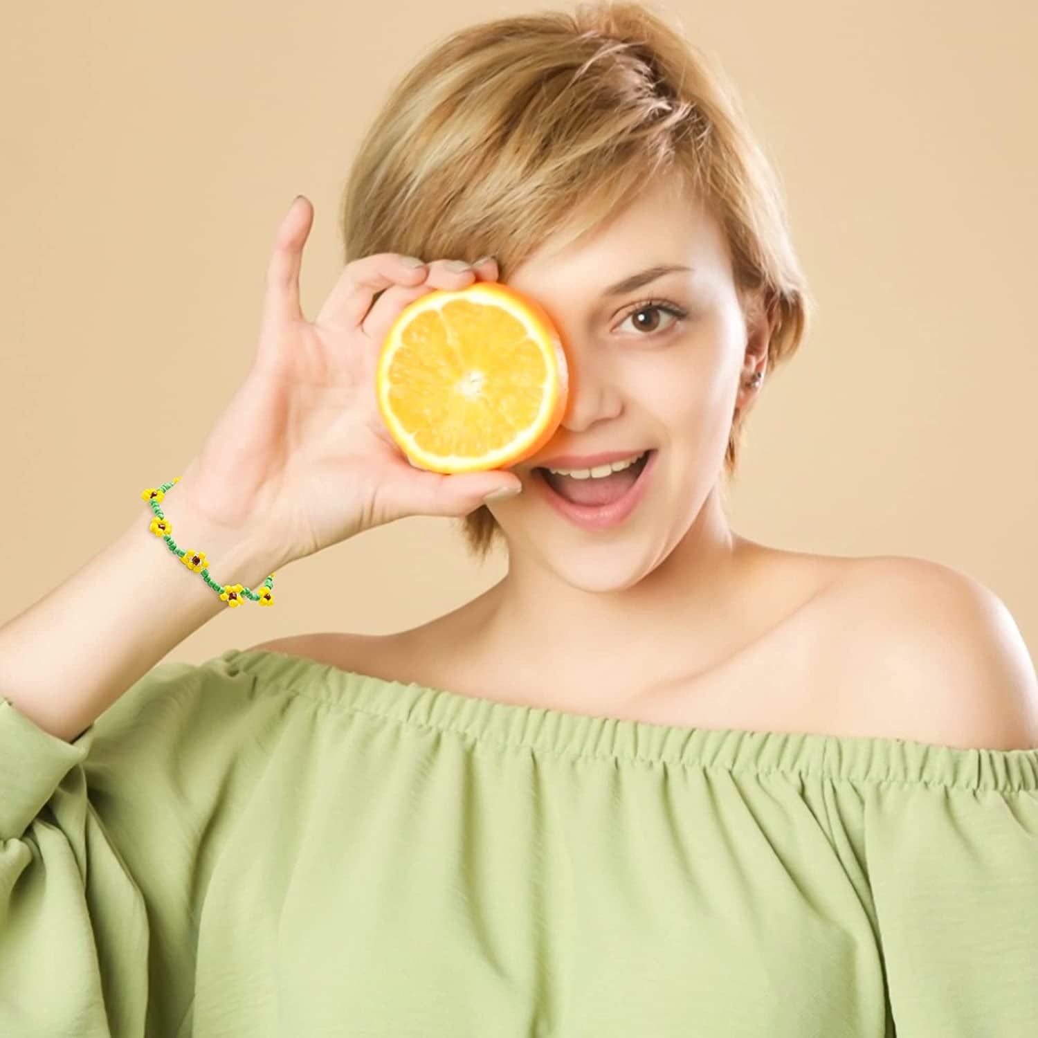 PANTIDE 6Pcs Colorful Daisy Flower Bead Bracelets Set Indie Handmade Beaded Flower Bracelets Anklets Vsco Boho Beach Summer Braided String Y2K Aesthetic Kidcore Jewelry with Flowers for Women Girls Apparel & Accessories > Jewelry > Anklets PANTIDE