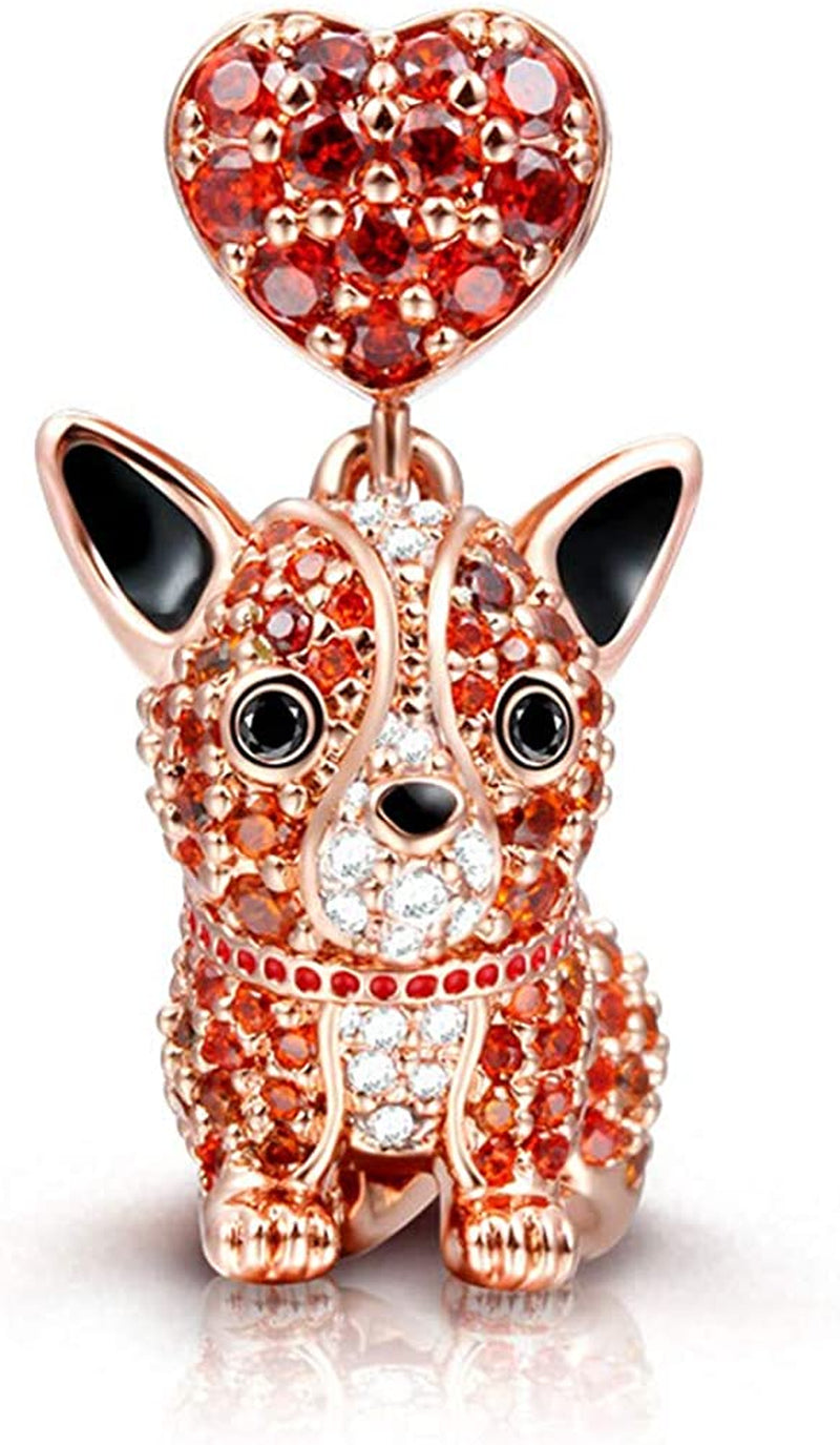 GNOCE Dog Charms 925 Sterling Silver Corgi Schnauzer Poodle Pendant Dangle Animal Beads Charms Fit All Bracelets & Necklaces Best Gift for Mom Friends Girls Who like Dogs Apparel & Accessories > Jewelry > Bracelets GNOCE Corgi