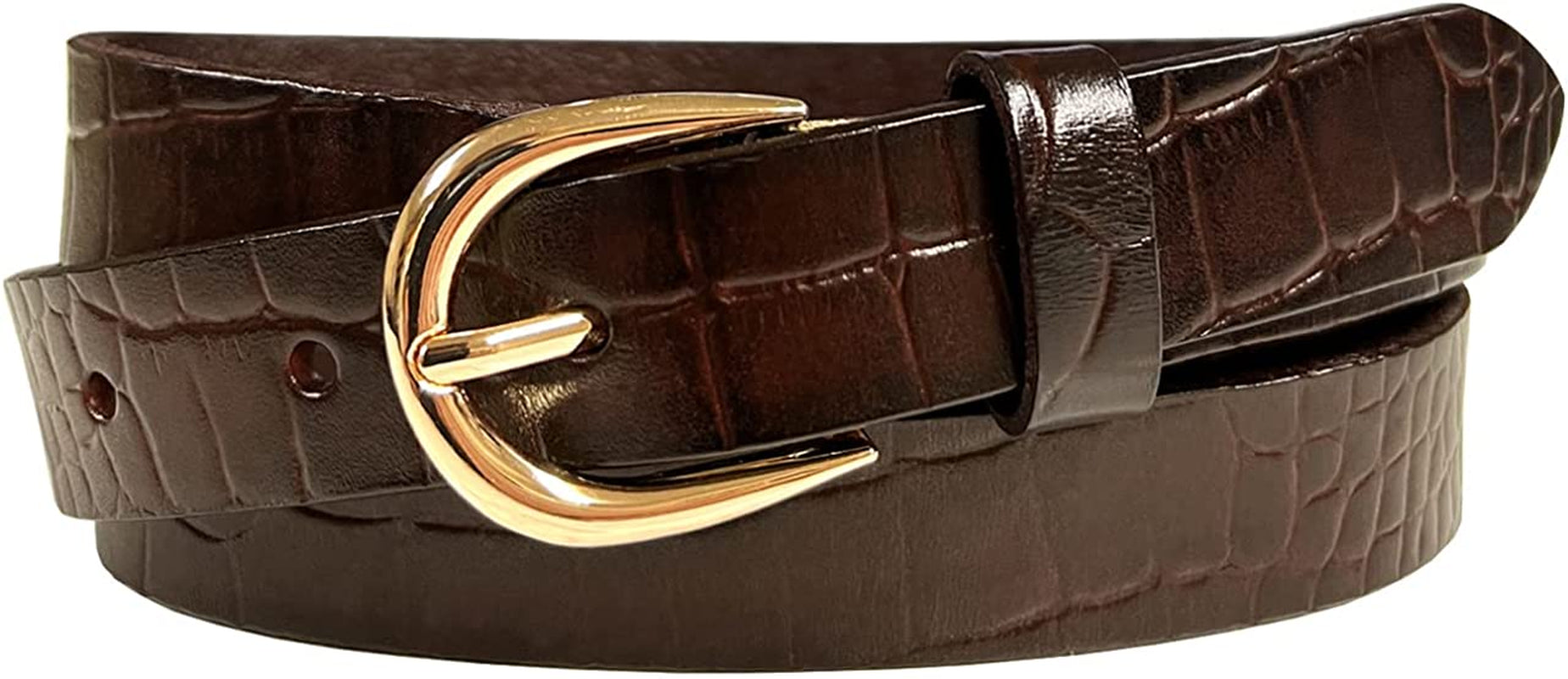 Women'S Dress Belt Casual Fashion Waist Skinny Belt 1"(25Mm) Wide, Multi-Style Options Apparel & Accessories > Clothing Accessories > Belts Belts.com Style 1 - Premium Leather Alligator Brown 36