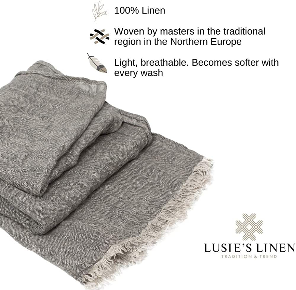 Lusie'S Linen Scarf Shawl Wrap for Women & Men Imported from Europe Apparel & Accessories > Clothing Accessories > Scarves & Shawls LUSIE'S LINEN