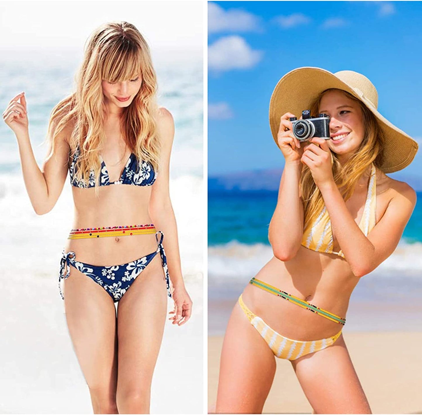 Honsny 24 Pcs Waist Beads for Women, Waist Chains Women Body Chain, Belly Beads Elastic Chain Colorful African Waist Beads plus Size for Loss Beach Bikini Jewelry for Woman Girl Apparel & Accessories > Jewelry > Body Jewelry Honsny