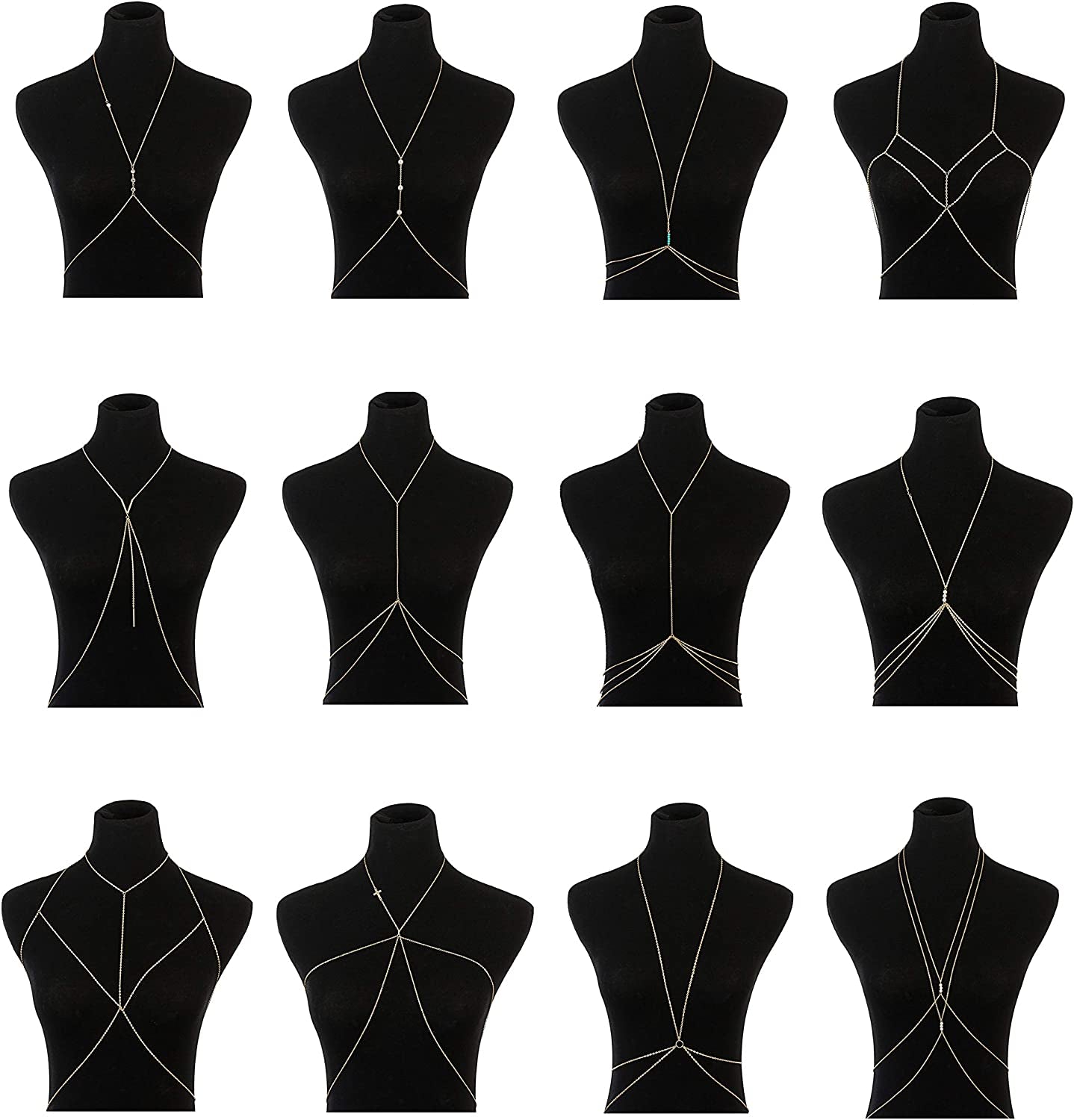 Vegolita 12Pcs Body Chains for Women Beach Bikini Waist Belly Chain Jewelry Necklace Gold Tone Apparel & Accessories > Jewelry > Body Jewelry Vegolita