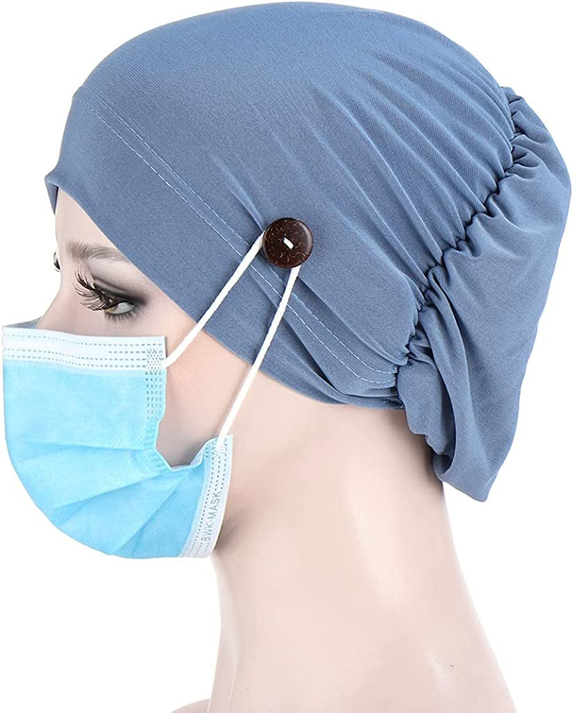 Qianmome 2-4 Pack Beanie with Button for Women Men Nurse,Working Hat,Chemo Caps for Cancer Patients Apparel & Accessories > Clothing Accessories > Headwear Qianmome