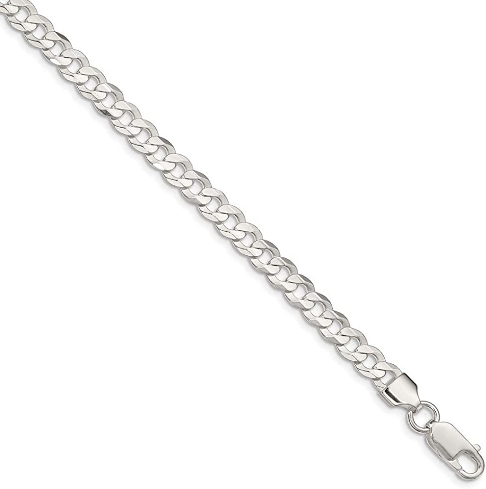 Solid 925 Sterling Silver 5.65Mm Concave Beveled Curb Cuban Chain Necklace - with Secure Lobster Lock Clasp Apparel & Accessories > Jewelry > Anklets Sonia Jewels 16.0 Inches
