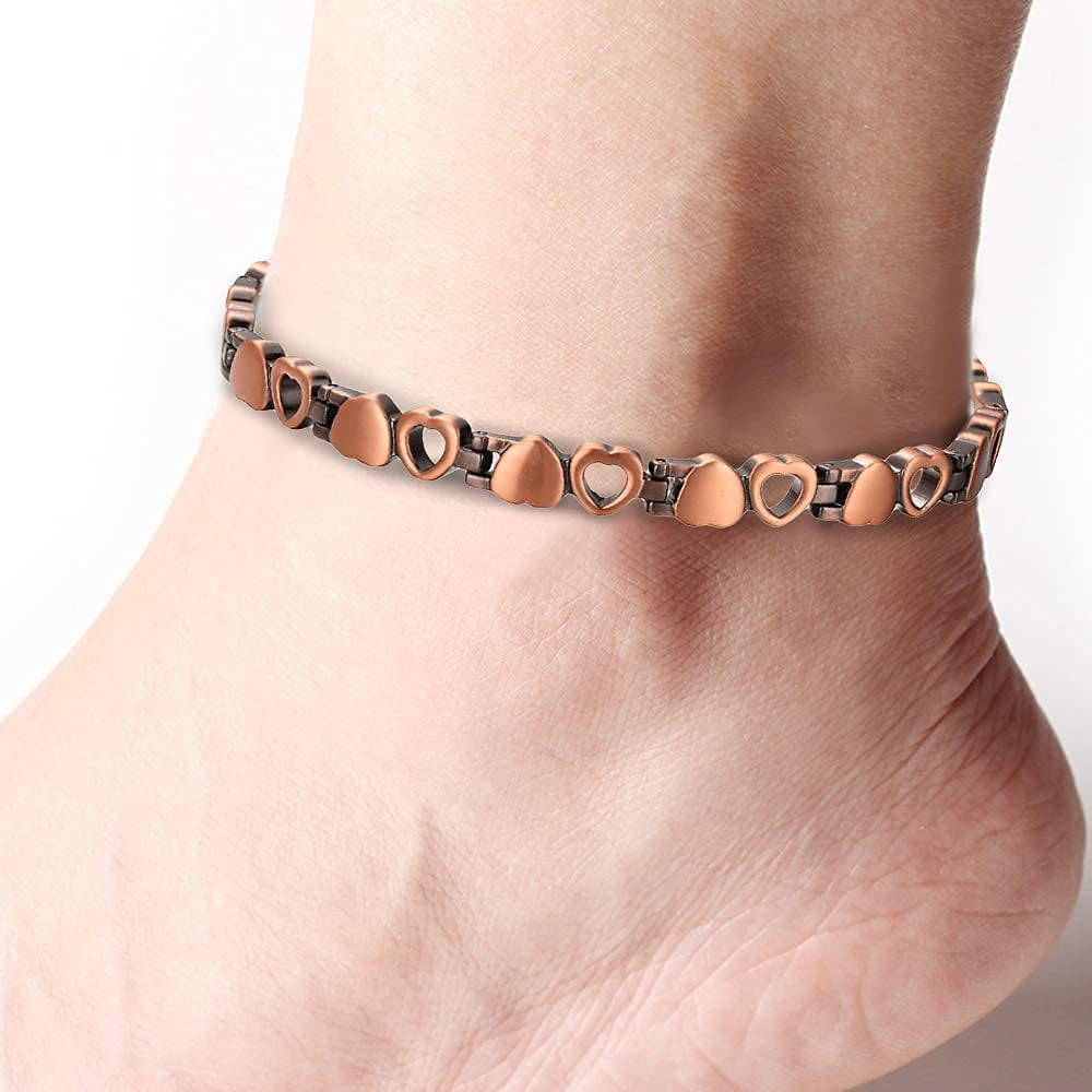 Heart Shape Magnetic Copper Anklets Ankle Braclelet for Women with Magnets (Width:7Mm) (Anklet) Apparel & Accessories > Jewelry > Anklets YINOX