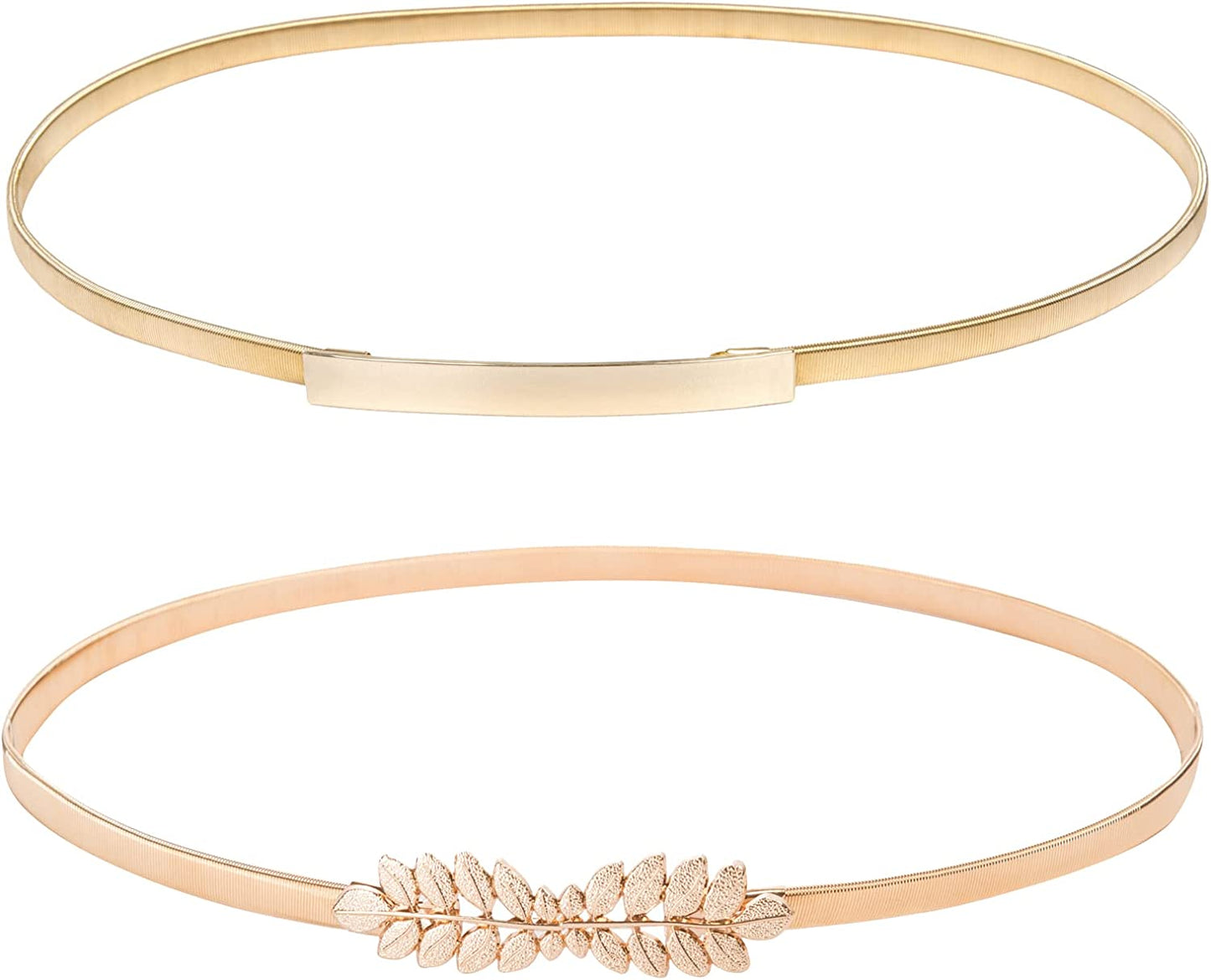 GRACE KARIN Women Skinny Metal Cinch Belt Gold Waistband Elastic Waist Belt CL633 Apparel & Accessories > Clothing Accessories > Belts GRACE KARIN 2 Pieces(style-10) Large
