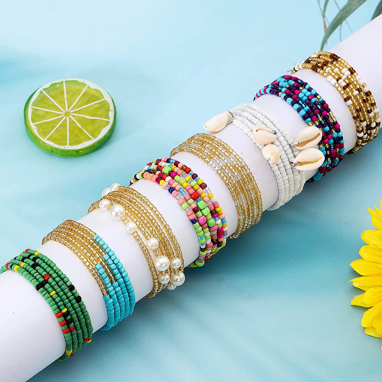 RLMOON 24-50Inch Waist Beads for Women African Waist Beads plus Size Layered Belly Bead Body Chain Waist Beads Colorful Waist Jewelry(8Pcs) Apparel & Accessories > Jewelry > Body Jewelry RLMOON