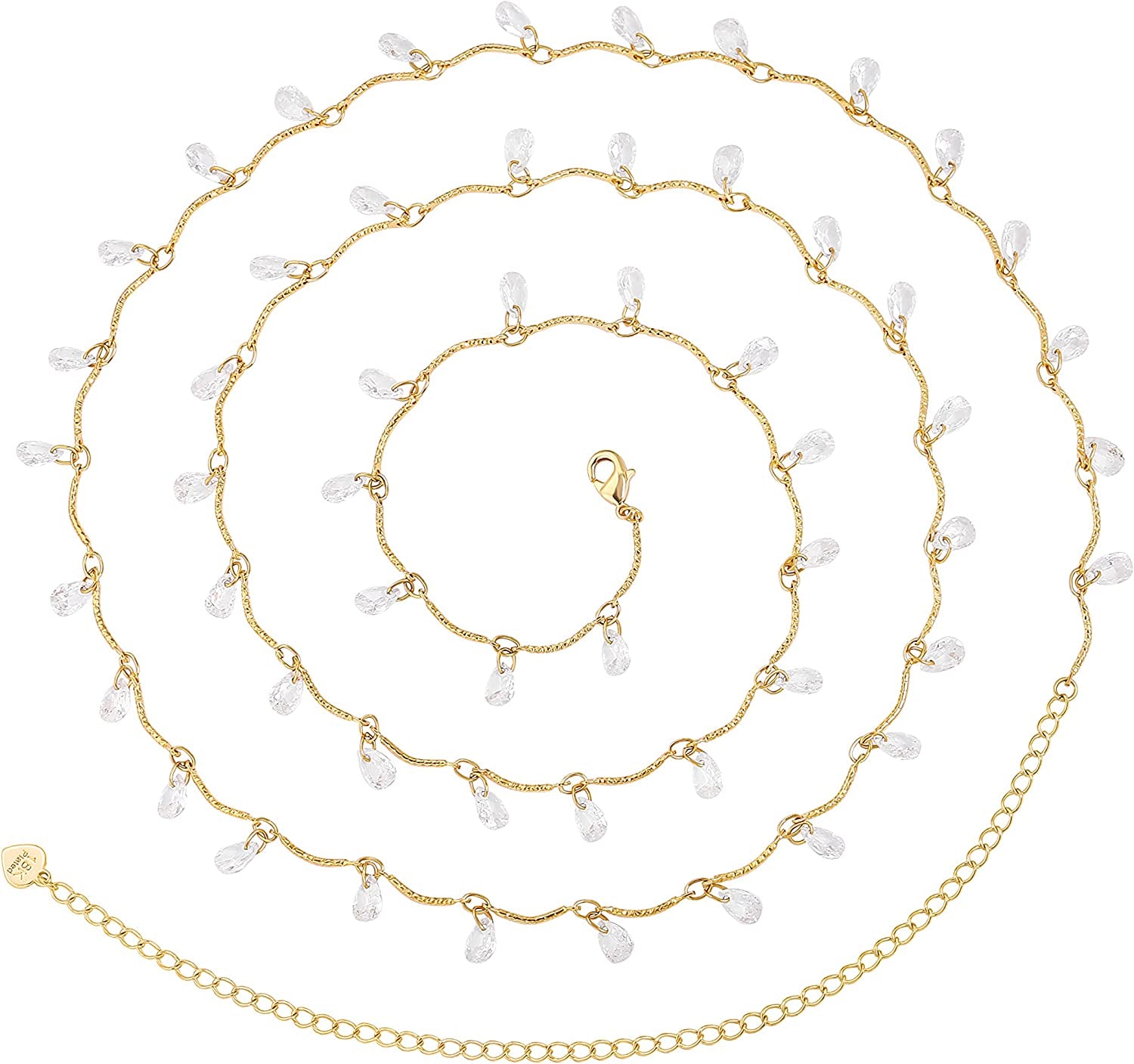 PEARLADA Minimalist Beach Bikini Body Chain 18K Gold Pearl Belly Chain Adjustable Shell Charms Trendy Jewelry Handmade for Women Sexy Waist Chain Apparel & Accessories > Jewelry > Body Jewelry PEARLADA 9. Wavy chain & CZ