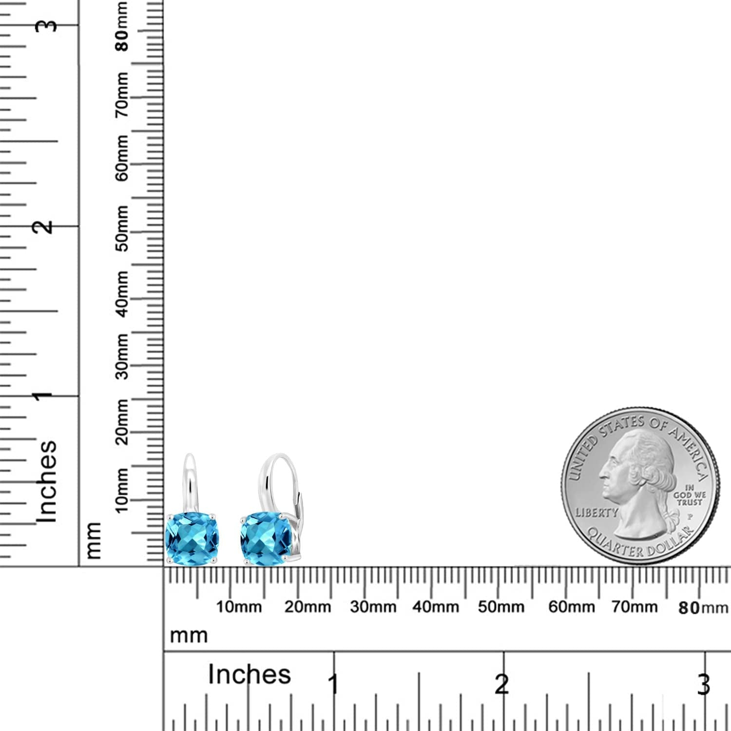 Gem Stone King 925 Sterling Silver Swiss Blue Topaz Earrings for Women (5.48 Cttw, Gemstone Birthstone Cushion Cut 8MM) Apparel & Accessories > Jewelry > Earrings Gem Stone King