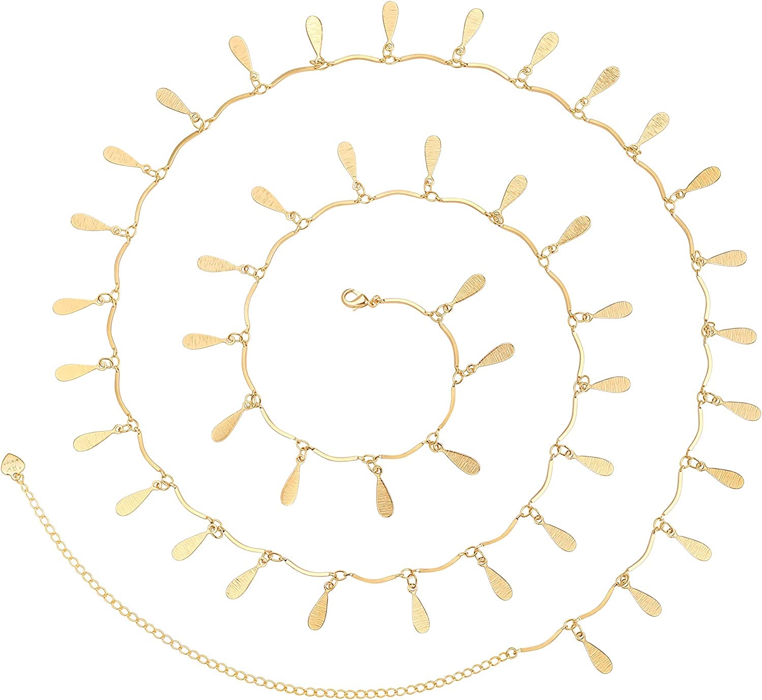 PEARLADA Minimalist Beach Bikini Body Chain 18K Gold Pearl Belly Chain Adjustable Shell Charms Trendy Jewelry Handmade for Women Sexy Waist Chain Apparel & Accessories > Jewelry > Body Jewelry PEARLADA 14.Teardrop sequins