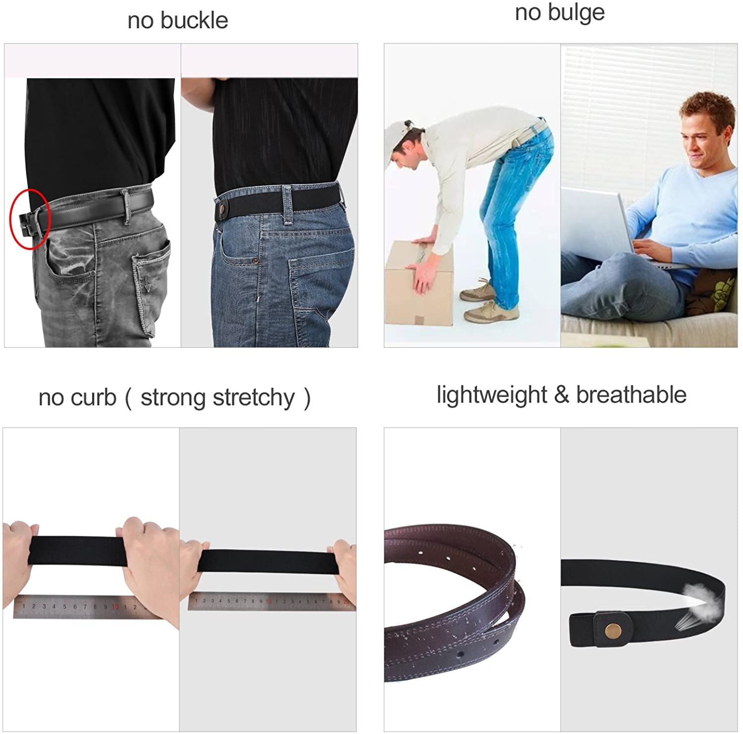 No Buckle Invisible Elastic Stretch Belt for Men/Women Fits Waist 24-50In Father Day Gift Apparel & Accessories > Clothing Accessories > Belts XZQTIVE