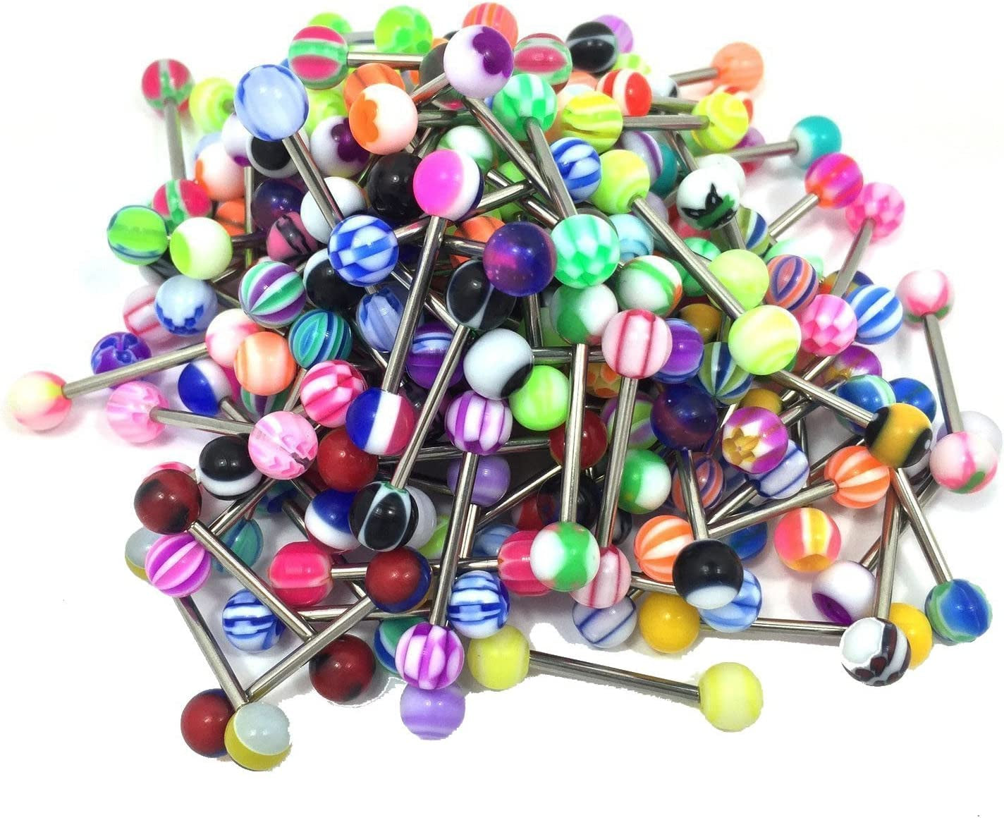 Honbay 100 Mix Pack 50Pc 14G Belly Button Rings and 50Pc 14G Tongue Ring Barbells Kit Apparel & Accessories > Jewelry > Body Jewelry HONBAY