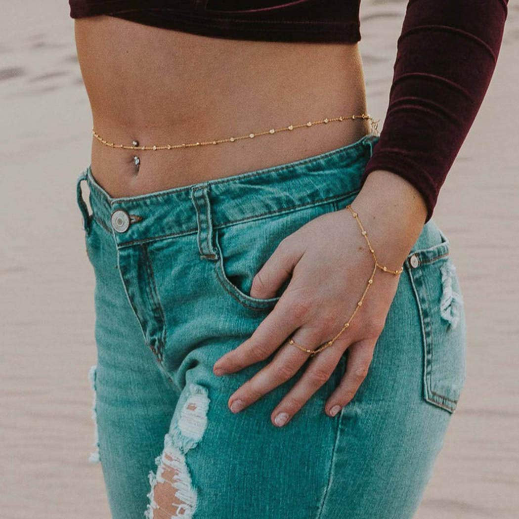 Nicute Boho Waist Chain Simple Belly Chains Summer Beach Body Accessories Jewelry for Women and Girls (Gold) Apparel & Accessories > Jewelry > Body Jewelry Nicute
