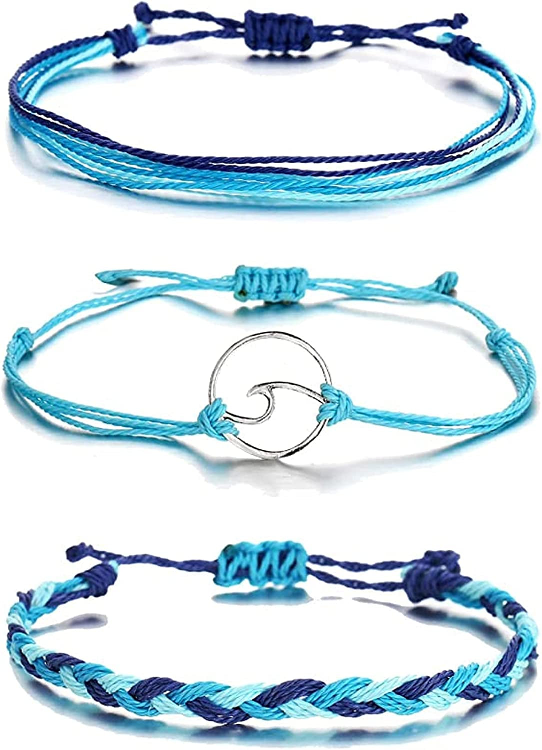 Choice of All String Bracelets for Teen Girls Boho Waterproof Bracelets Ankle Bracelets for Girls Christmas Gifts Wave Surfer Bracelets Summer Beach Anklets Apparel & Accessories > Jewelry > Anklets choice of all blue-3