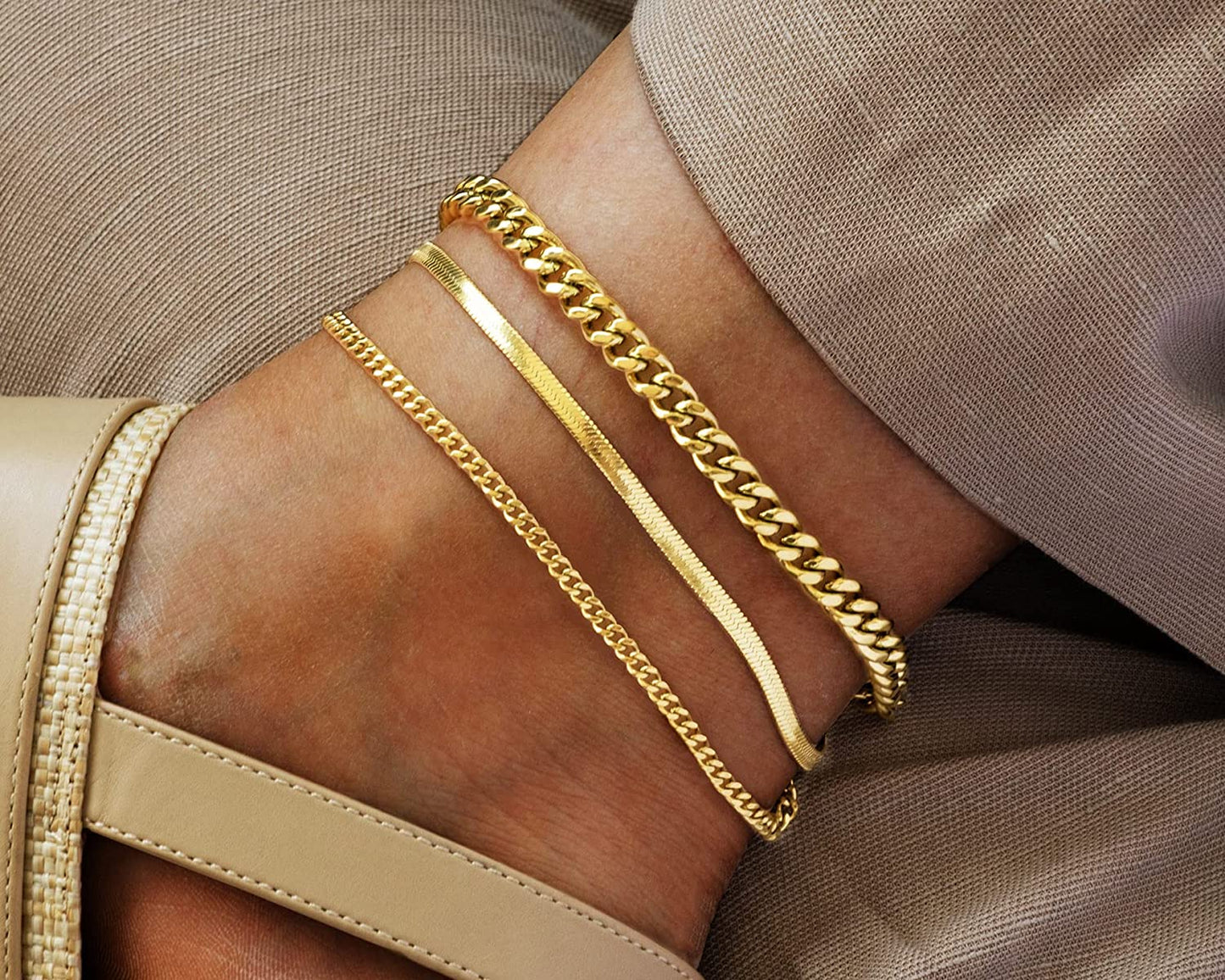 DEARMAY Gold Anklets for Women 14K Gold Ankle Bracelets for Women Waterproof Cuban Link Anklets Set Layered Anklet Bracelets for Women Anklet for Women Gold Jewelry Gift Apparel & Accessories > Jewelry > Anklets DEARMAY