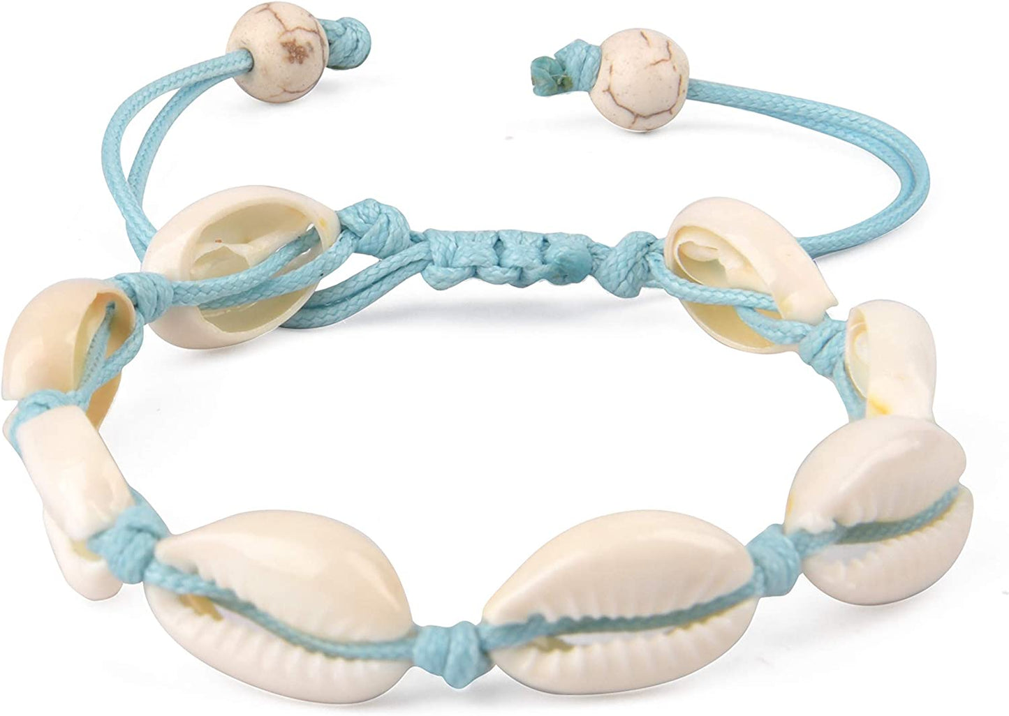 Believe London Natural Shell Necklace Bracelet Anklet Choker Seashell Women Men Statement Adjustable Beads Wakiki Beach Sea Shell Pendant Turtle Girls Cord Collar Set Hawaiian Jewelry Apparel & Accessories > Jewelry > Anklets Believe London Ocean Blue Bracelet