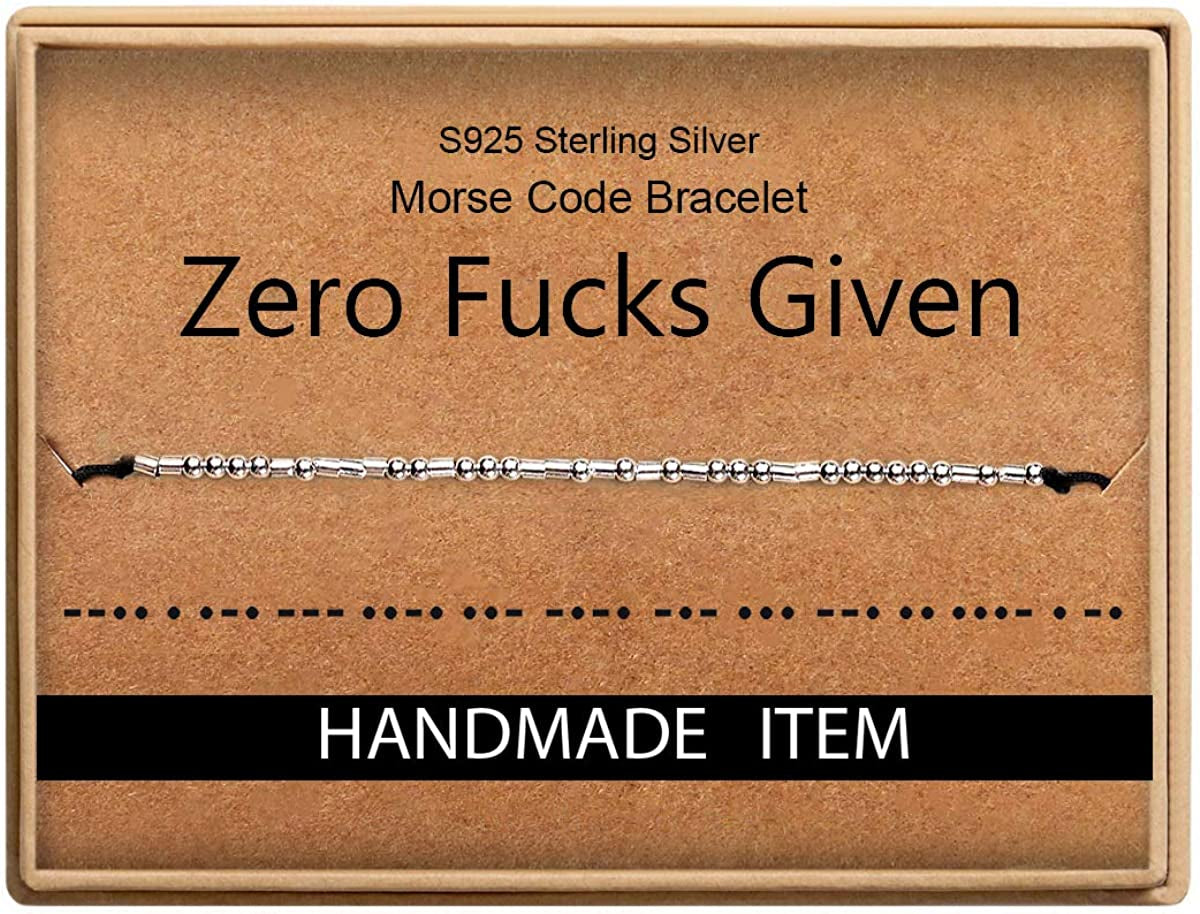 Inspirational Gifts for Women Morse Code Bracelets for Women Funny Bracelet for Friend Funny Christmas Gift for Women Apparel & Accessories > Jewelry > Bracelets Monily 03-Zero Fucks Given