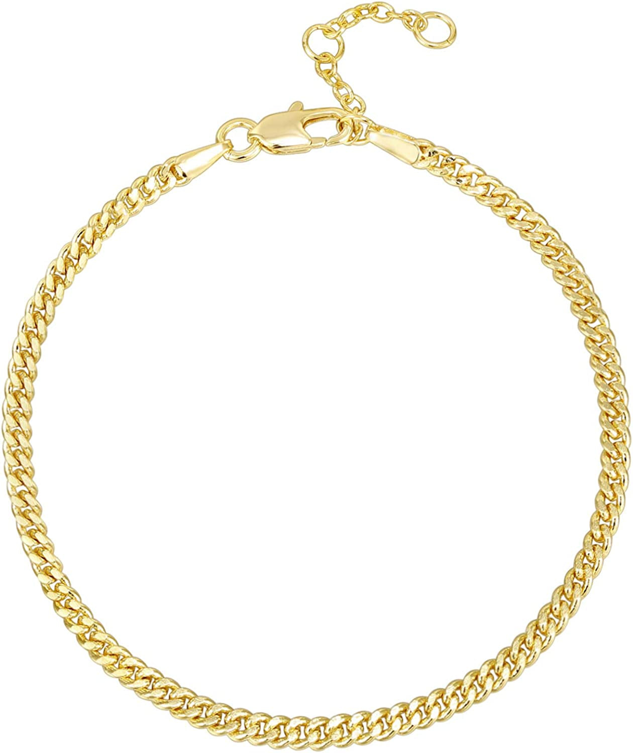 PAVOI 14K Gold Plated Paperclip/Curb/Figaro Chain Adjustable Bracelet for Women Apparel & Accessories > Jewelry > Bracelets PAVOI Curb-M vermeil - yellow