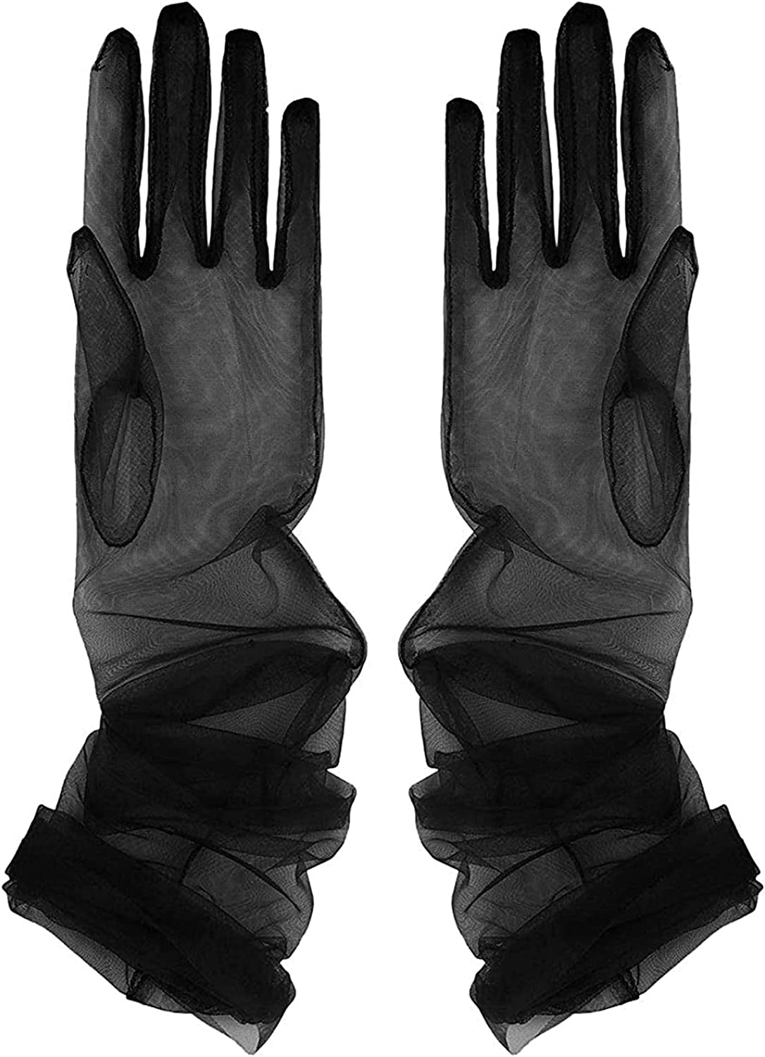 TAIKMD Women'S Tulle Evening Long Gloves Party Opera Photography Semi Sheer Wedding Bridal Glove Mittens Apparel & Accessories > Clothing Accessories > Gloves & Mittens TAIKMD Black