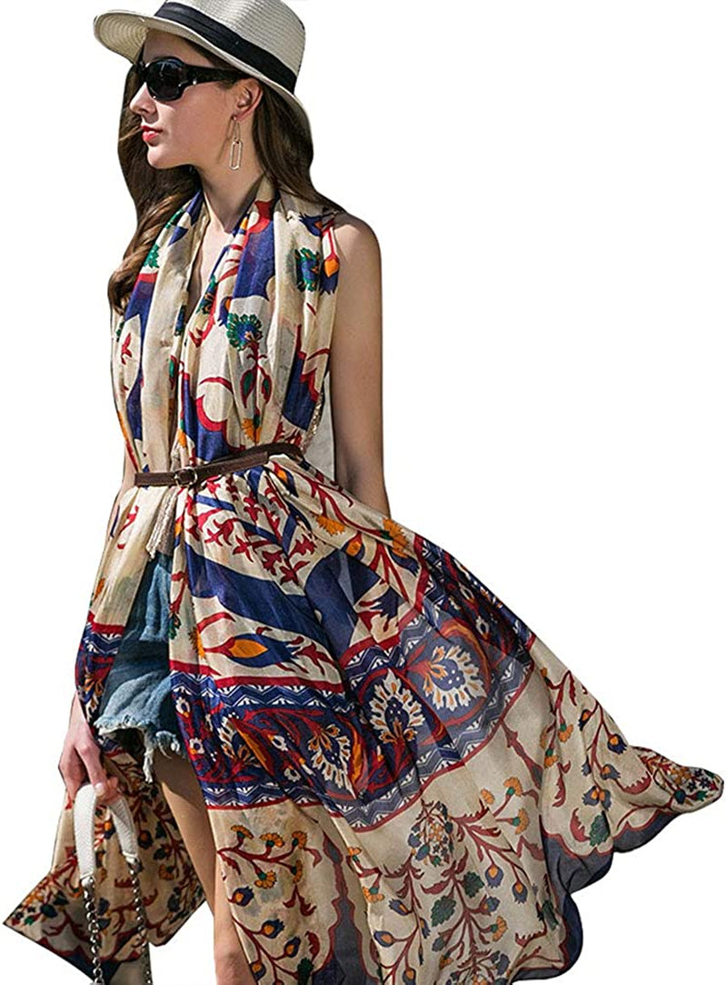 DANA XU Women'S Mulberry Satin Silk Fashion Summer Shawls Large Size Floral Scarf Oversize Soft Wraps for Evening Dresses Apparel & Accessories > Clothing Accessories > Scarves & Shawls DANA XU 14 Multicolor
