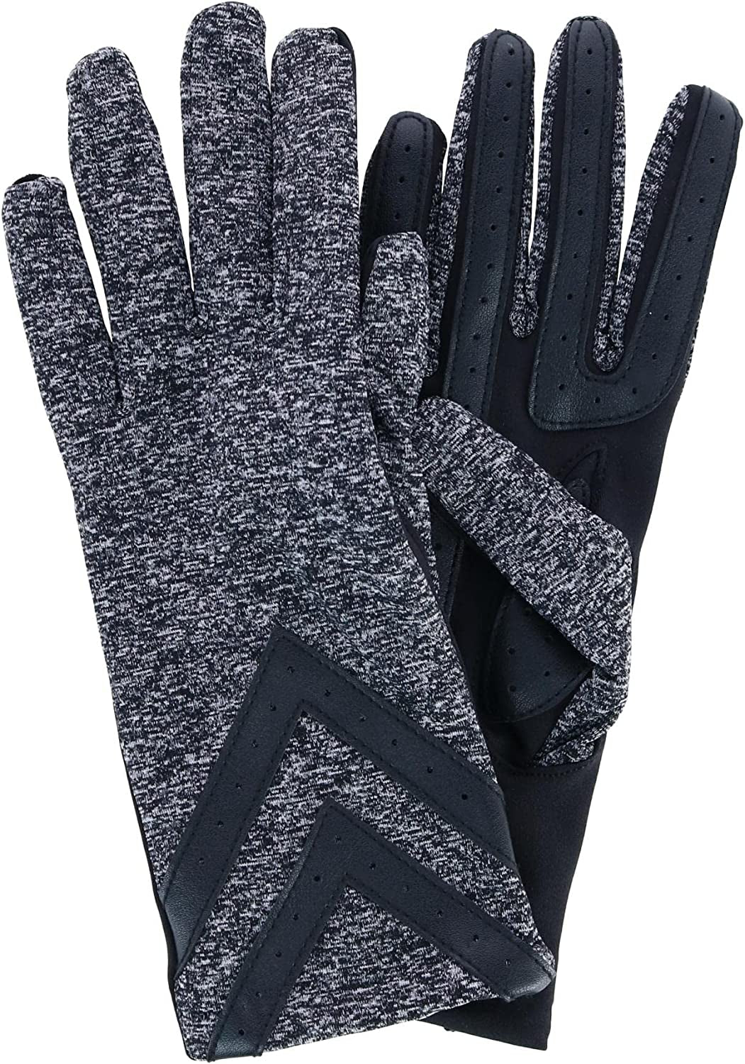 Isotoner Spandex 3-Button Length Chevron Gloves Style A30276 Apparel & Accessories > Clothing Accessories > Gloves & Mittens Isotoner Black Heather Small/Medium