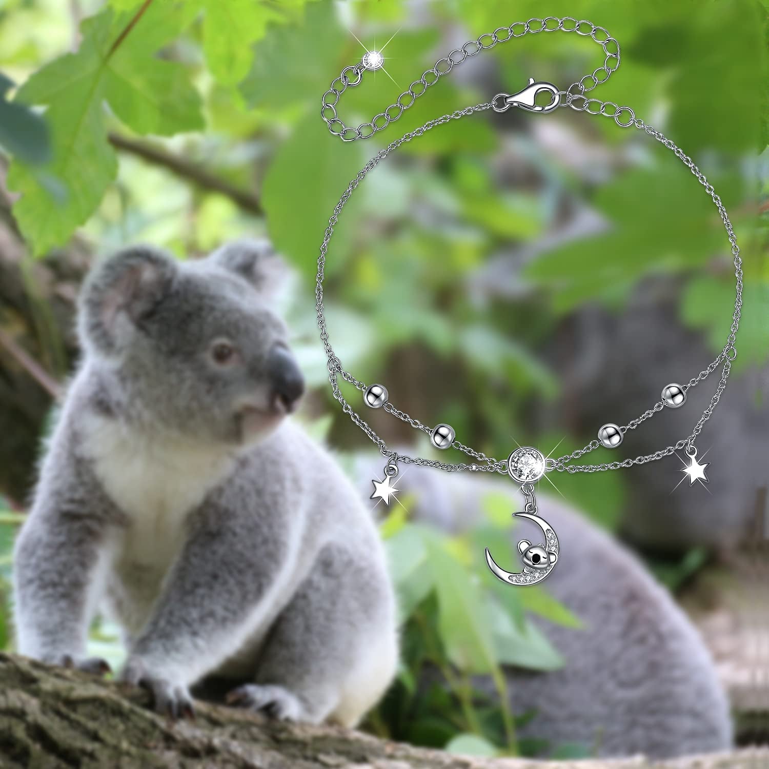 URMWMOO S925 Sterling Silver Sloth Necklace Purple Green Birthstone Moon Jewelry Keep Me in Your Heart Animal Pendant Necklaces Sloths Gifts for Women Girlfriend Apparel & Accessories > Jewelry > Anklets URMWMOO JEWELRY