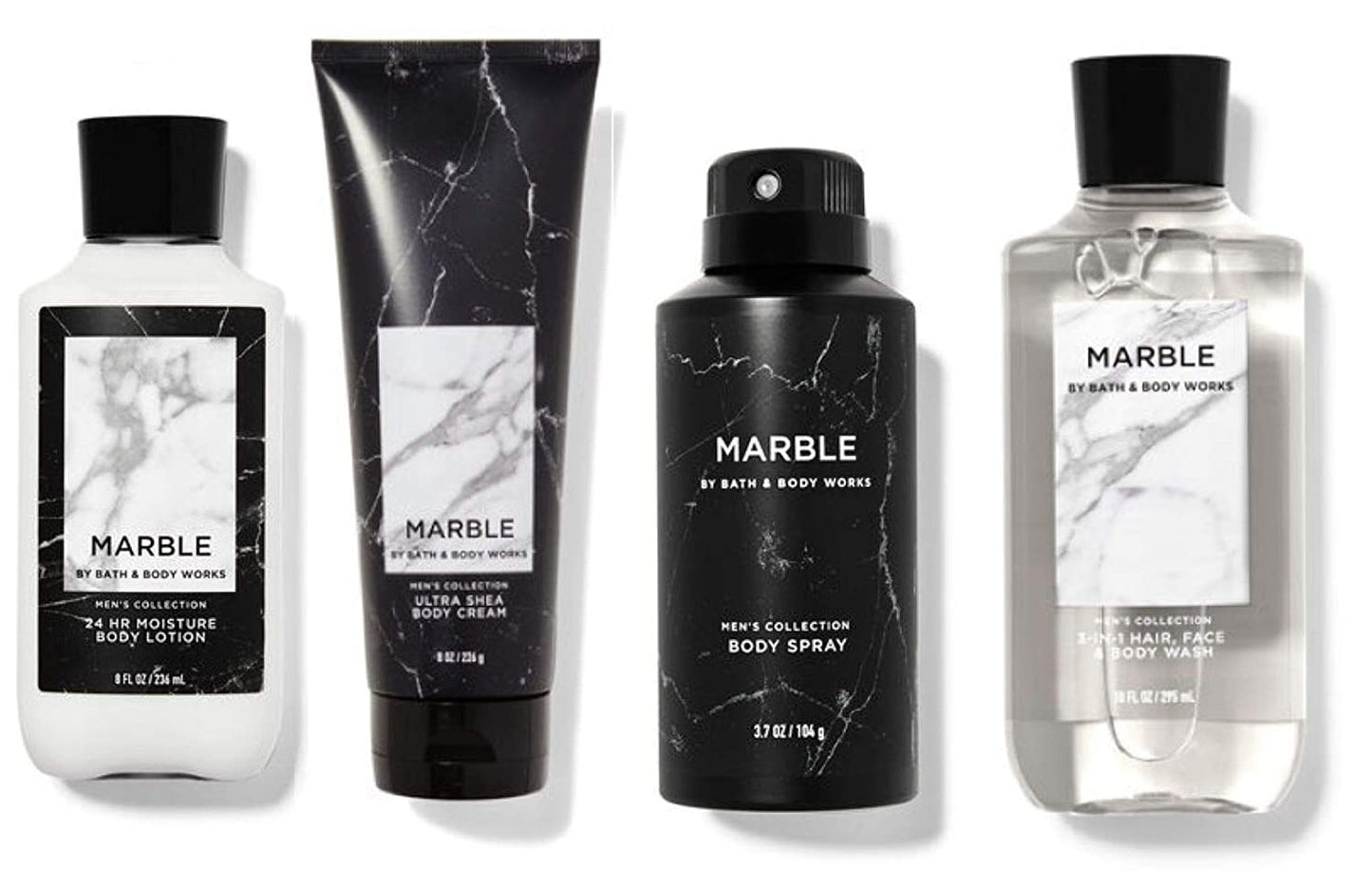 BATH and BODY WORKS MARBLE for MEN DELUXE GIFT SET - Deodorizing Body Spray - Body Lotion - Body Wash & Body Cream - FULL SIZE Health & Beauty > Personal Care > Cosmetics > Bath & Body Bath & Body Works