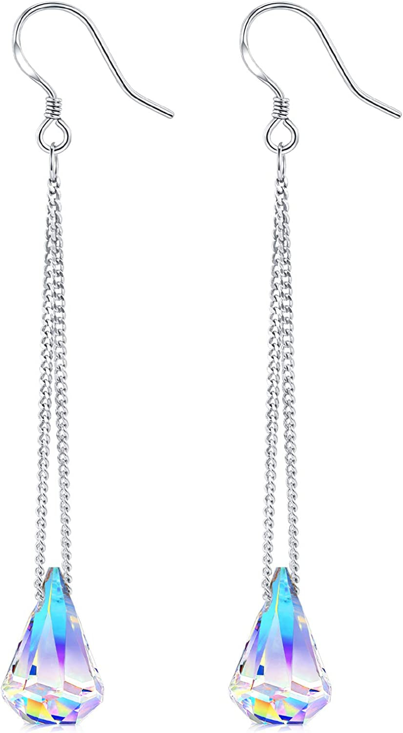 Sterling Silver Crystal Drop Dangle Earrings for Women, Anniversary Birthday Christmas Jewelry Gifts for Her Mom from Daughter Apparel & Accessories > Jewelry > Earrings Desimtion