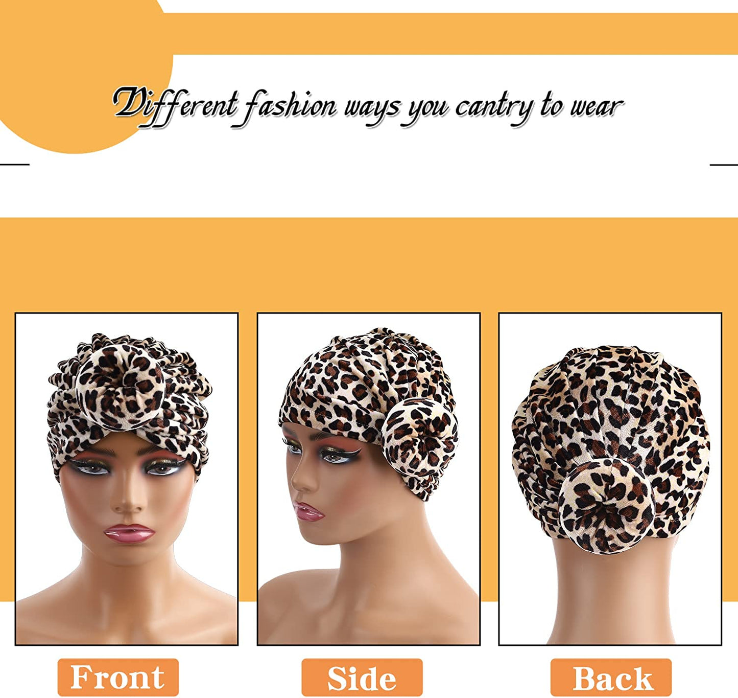 WKJHO 6 Pieces Women Turban Hat African Flower Knot Pre-Tied Bonnet Beanie Cap Headwrap for Girls Apparel & Accessories > Clothing Accessories > Bandanas & Headties Generic