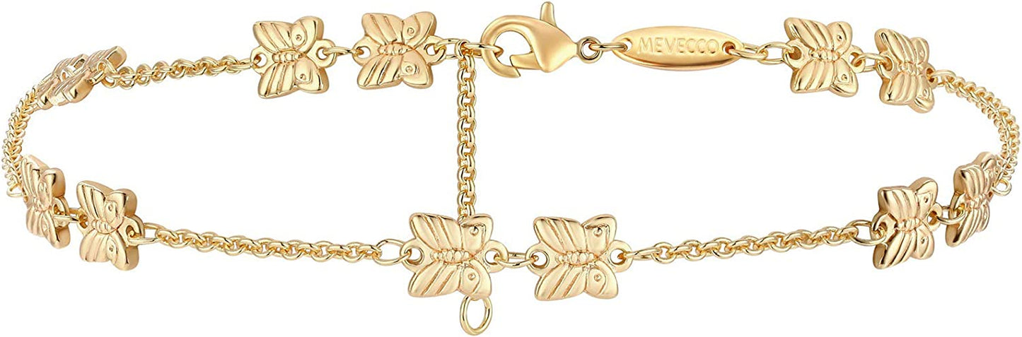 Gold Dainty Anklet,14K Gold Plated Boho CZ Star Beach Cute Pig Nose Tassel Disc Foot Chain Ankle Bracelet Lace Chain Anklet for Women… Apparel & Accessories > Jewelry > Anklets Mevecco Butterfly