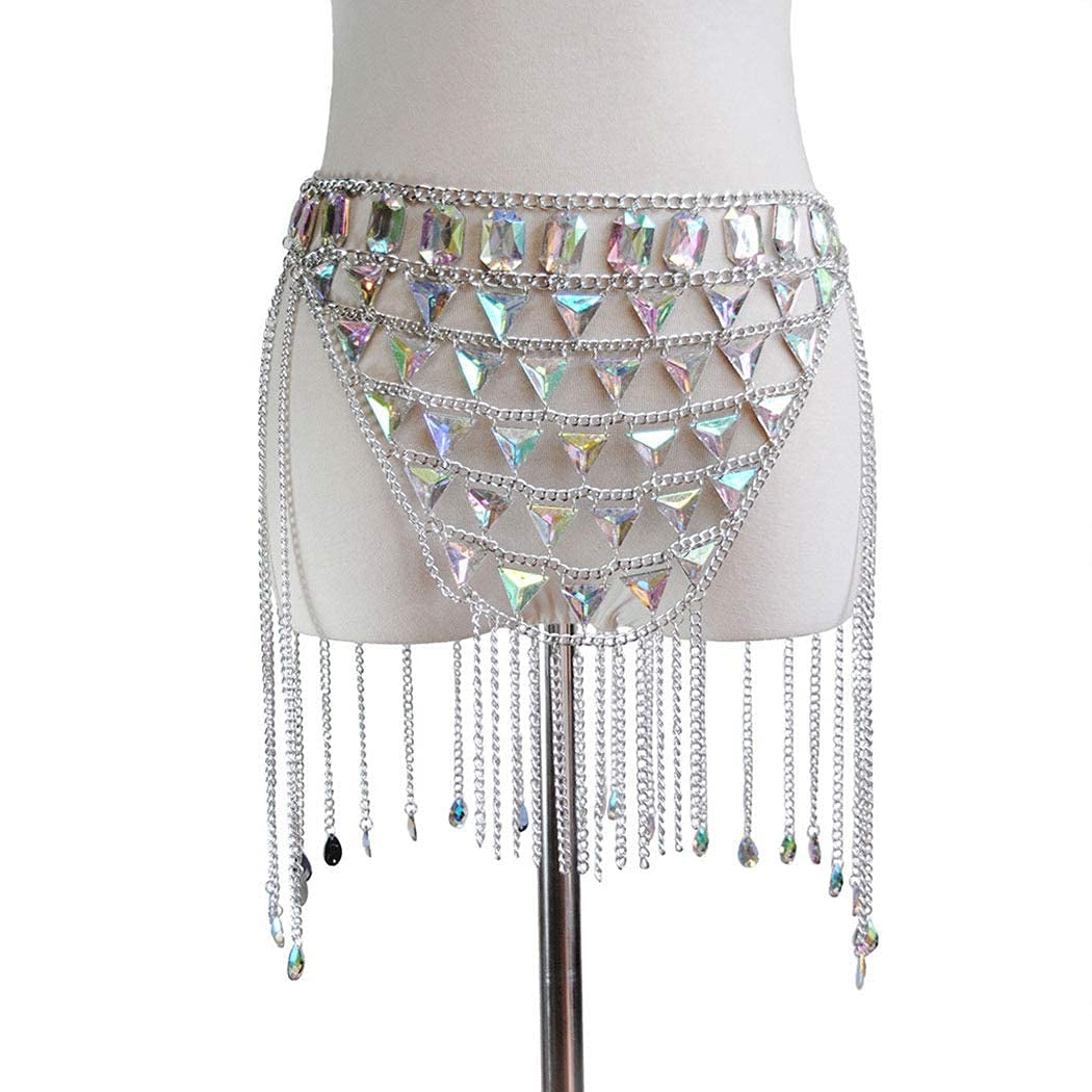 Canb Rhinestone Body Chains Sexy Body Belly Waist Skirt Chain Festival Body Jewelry for Women and Girls (Ⅱ) Apparel & Accessories > Jewelry > Body Jewelry CanB