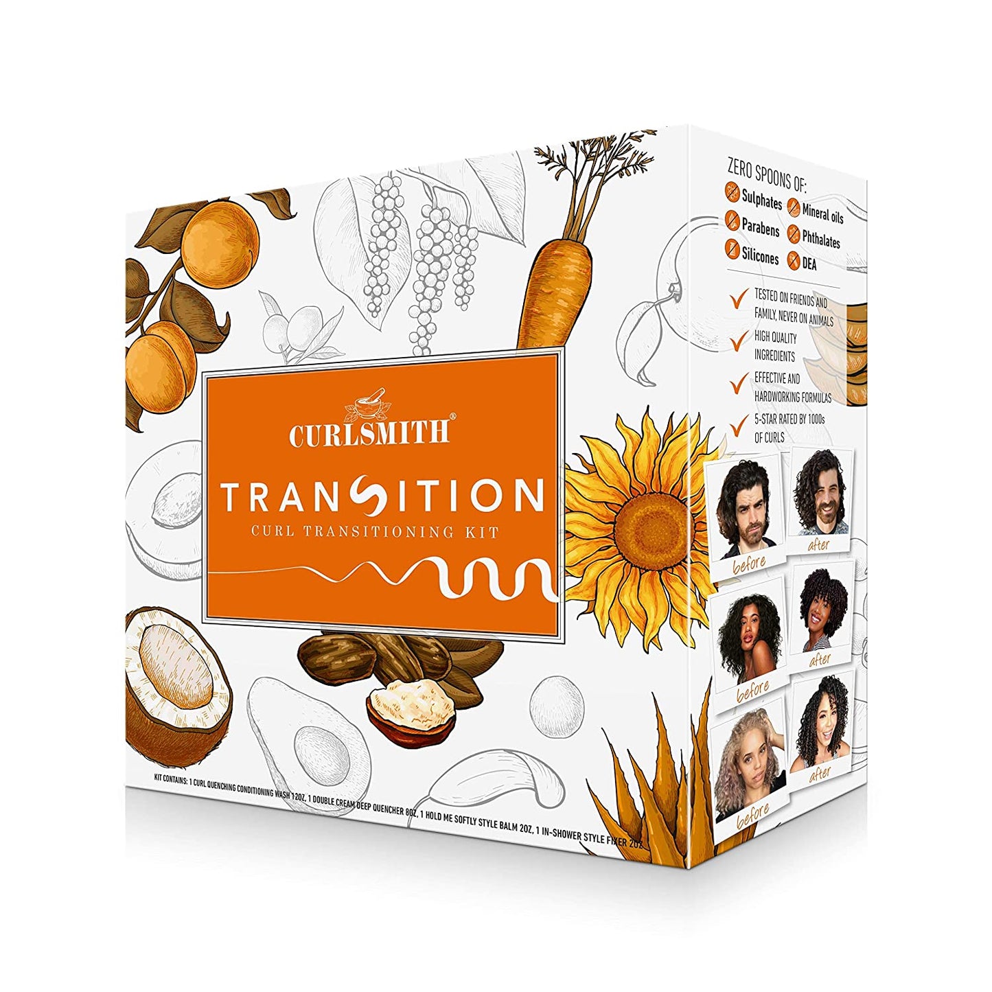 Curlsmith - Transition Kit - Vegan Haircare Kit for Dry, Wavy, Curly or Coily Hair (1 X 12Oz, 1 X 8Oz, 2 X 2Oz) Health & Beauty > Personal Care > Hair Care CURLSMITH