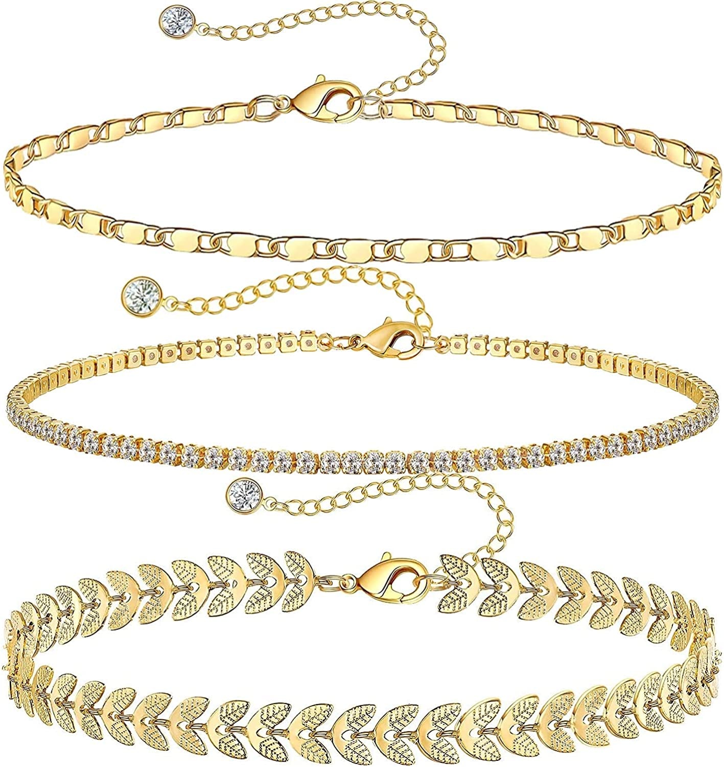 DEARMAY Gold Anklets for Women 14K Gold Ankle Bracelets for Women Waterproof Cuban Link Anklets Set Layered Anklet Bracelets for Women Anklet for Women Gold Jewelry Gift Apparel & Accessories > Jewelry > Anklets DEARMAY J