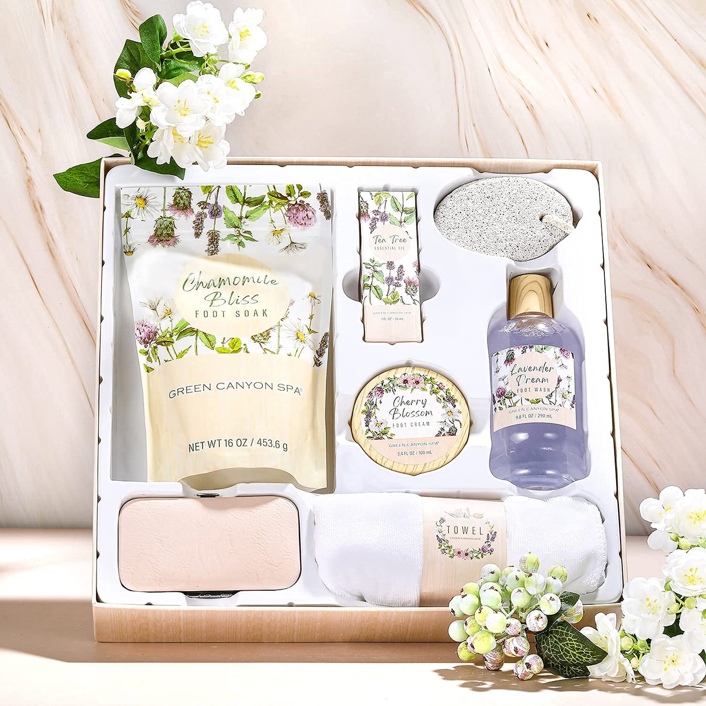 Foot Spa Kit Spa Gifts for Women, Foot Care Set with Tea Tree Essential Oil, Bath Epsom Salts, Foot Lotion for Foot Soaking, Professional Pedicure Tools Bath Set for Women Christmas Gifts Health & Beauty > Personal Care > Foot Care Green Canyon Spa