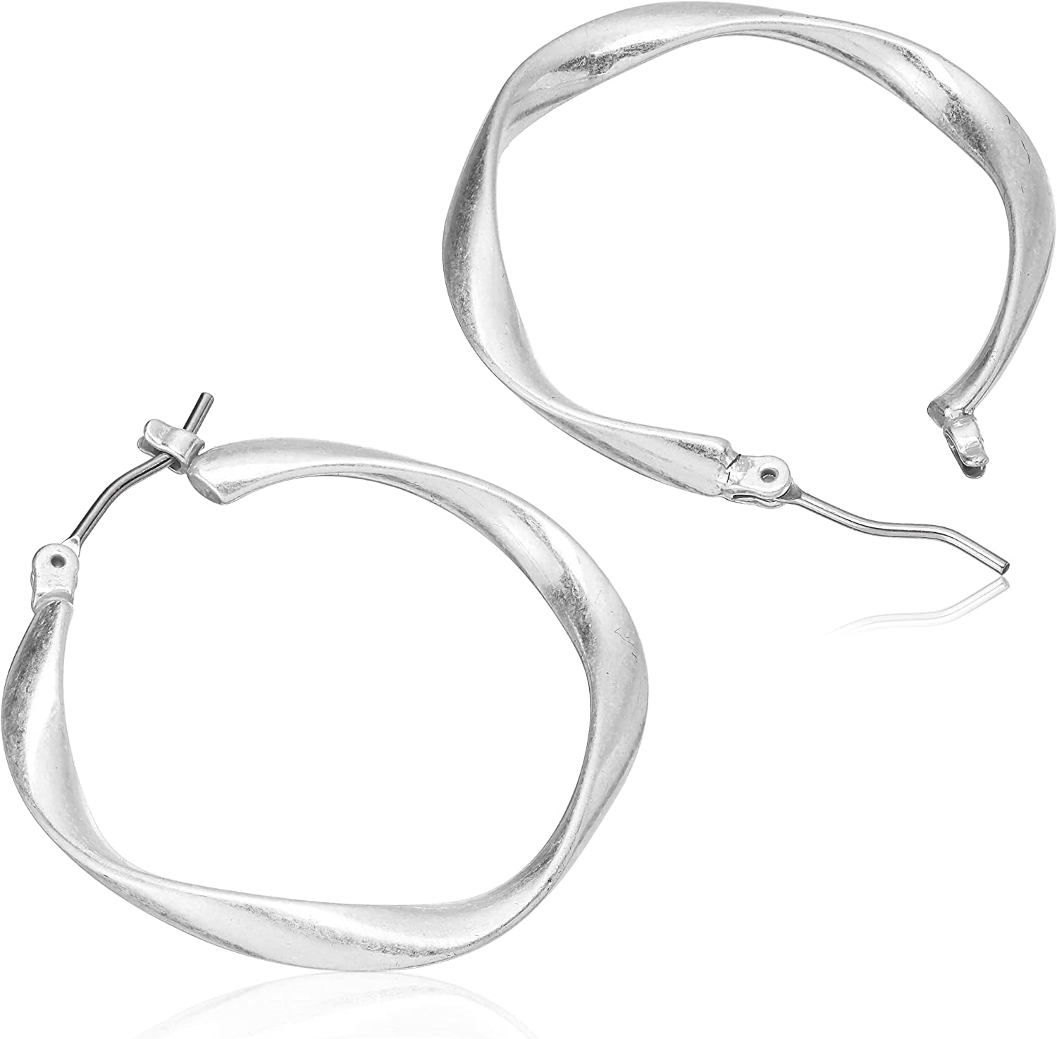 Lucky Brand Twist Hoop Earrings, Silver, One Size Apparel & Accessories > Jewelry > Earrings Lucky Brand Jewelry