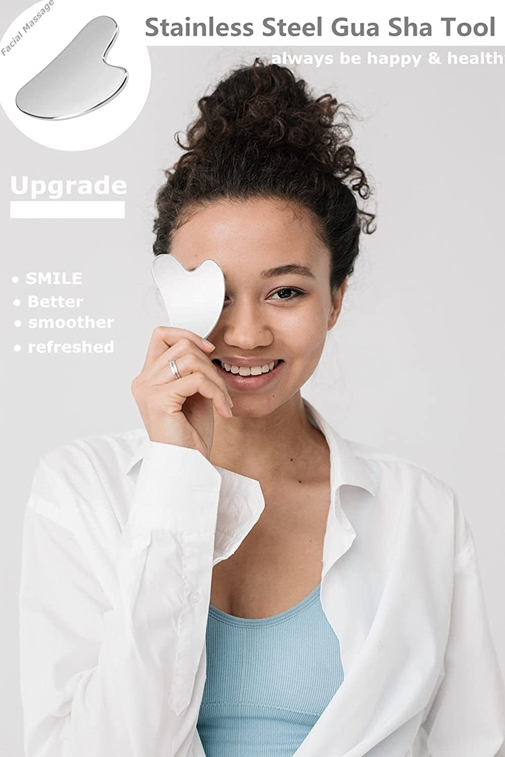 Stainless Steel Gua Sha Facial Tool Health & Beauty > Personal Care > Cosmetics > Cosmetic Tools > Skin Care Tools SQULIGT