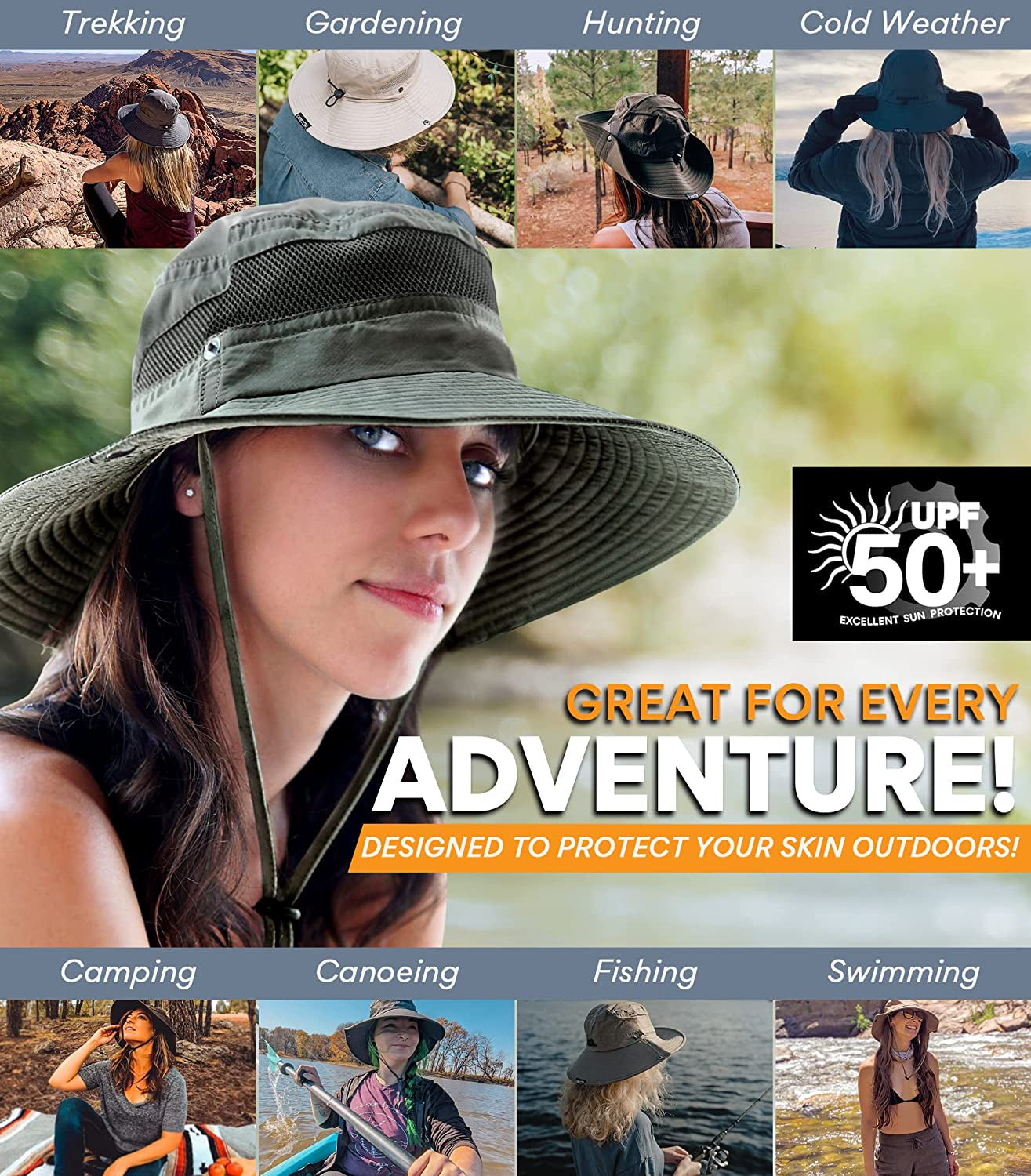 Geartop Wide Brim Sun Hat for Men and Women - Mens Bucket Hats with UV Protection for Hiking - Beach Hats for Women UPF 50+ Apparel & Accessories > Clothing Accessories > Hats GearTOP