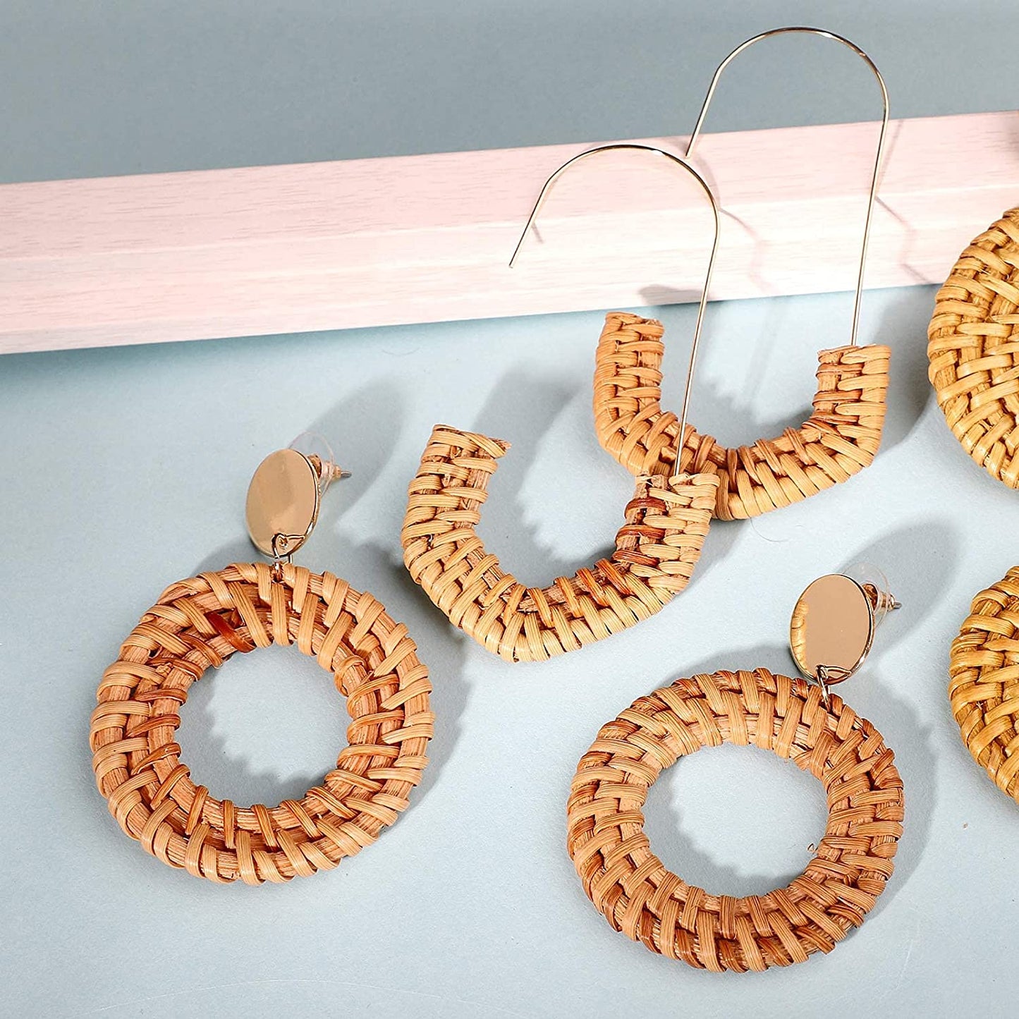 FIFATA 18 Pairs Statement Rattan Earrings for Women Girls Fun Acrylic Hoop Drop Dangle Earrings Fashion Resin Jewelry Set Hypoallergenic for Sensitive Ears Apparel & Accessories > Jewelry > Earrings FIFATA