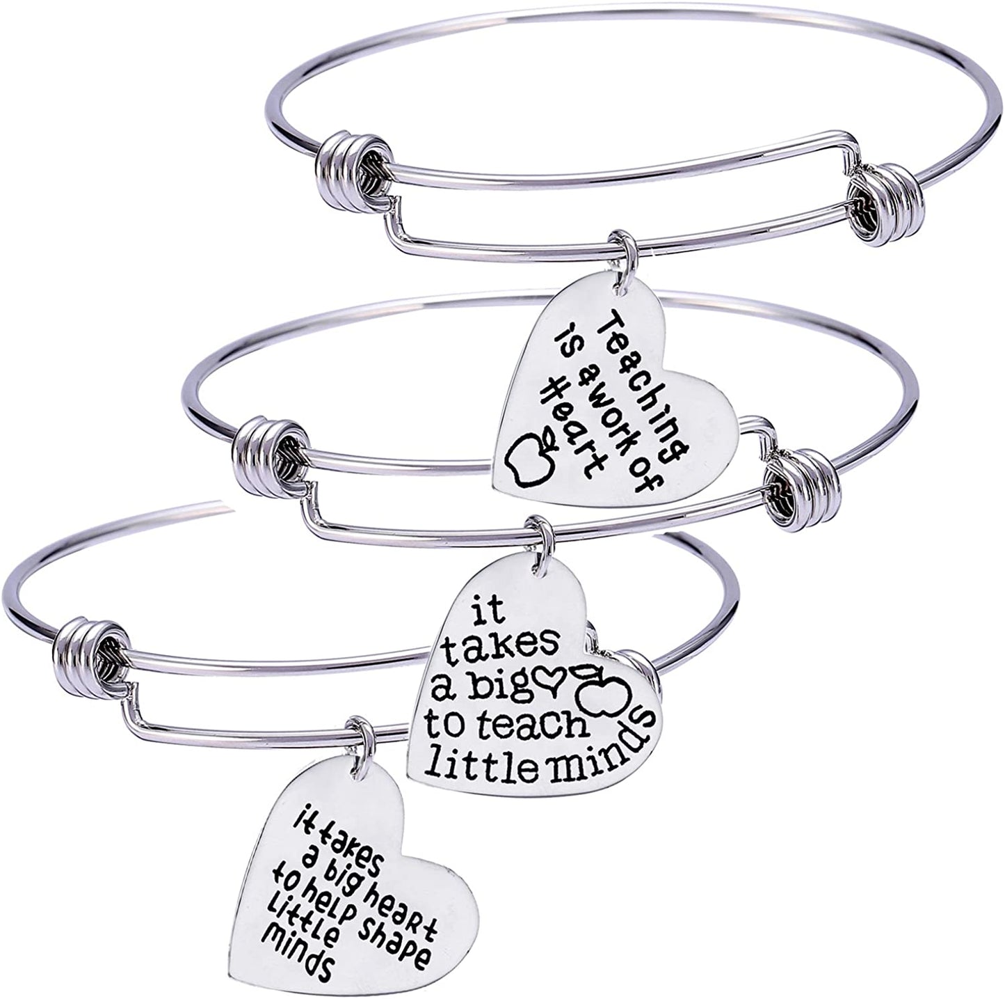Pack of 3 Teacher Bangles Gifts for Teacher Open School Gifts for Teachers Thank You Bangle Bracelets Apparel & Accessories > Jewelry > Bracelets Nzztont Style 05