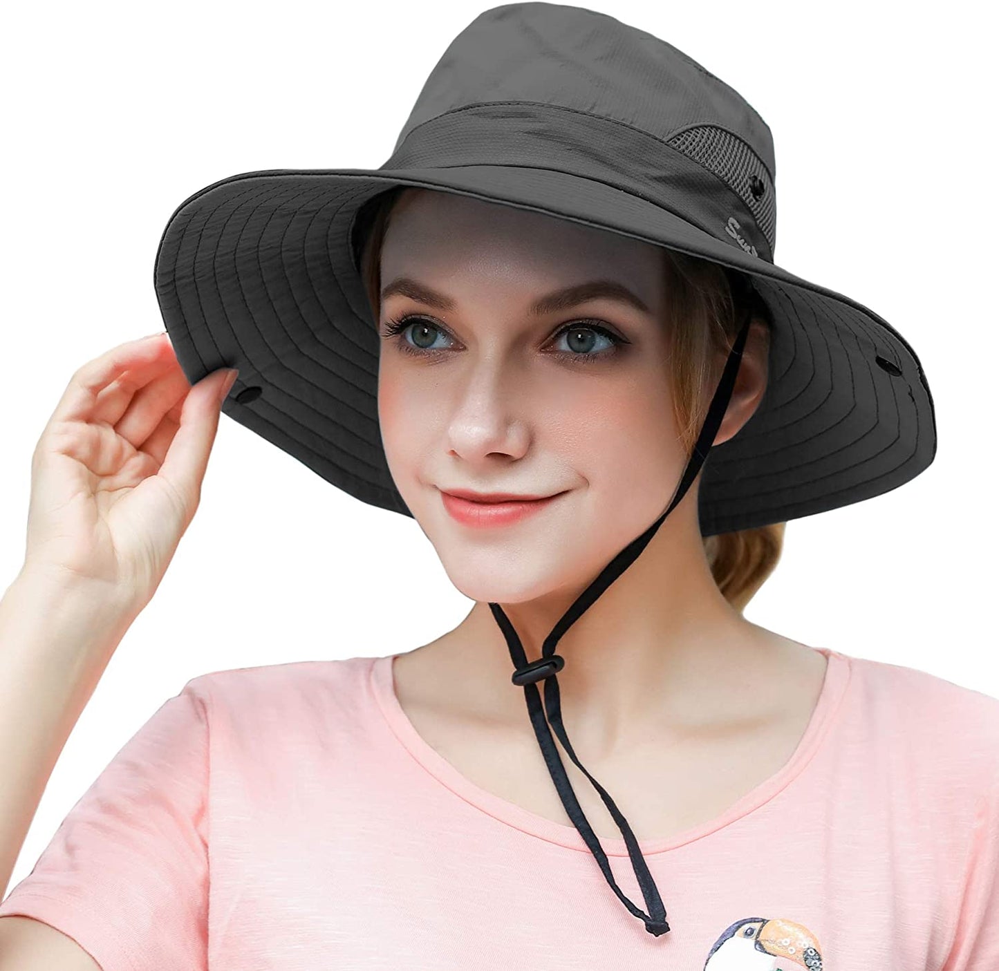 Muryobao 2 Pack Women Ponytail Summer Sun Hat UV Protection Wide Brim Foldable Safari Fishing Cap Apparel & Accessories > Clothing Accessories > Hats Muryobao