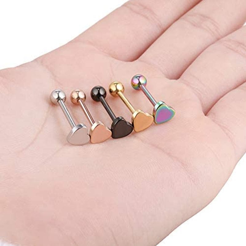 1PC Stainless Steel Heart Shaped Tongue Ring Barbell Tongue Piercing Cute Bar Studs Labret Rose Gold Body Jewelry Deft and Fashion Apparel & Accessories > Jewelry > Body Jewelry Generic