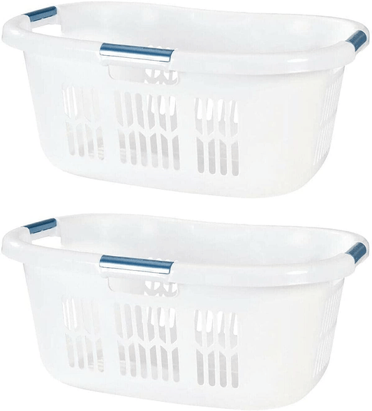 2.1 Bushel Small Hip-Hugger Portable Plastic Laundry Basket (2-Pack) Storage Bins Laundry Baskets Laundry Hamper Closet Organizer Laundry Basket Storage Basket Laundry Room Decor Clothes Storage Apparel & Accessories > Clothing > Underwear & Socks > Underwear Trop