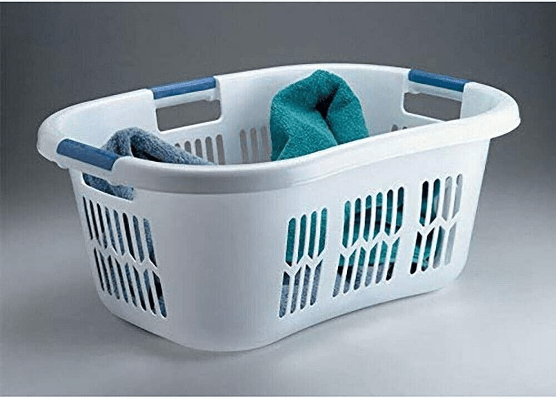 2.1 Bushel Small Hip-Hugger Portable Plastic Laundry Basket (2-Pack) Storage Bins Laundry Baskets Laundry Hamper Closet Organizer Laundry Basket Storage Basket Laundry Room Decor Clothes Storage Apparel & Accessories > Clothing > Underwear & Socks > Underwear Trop