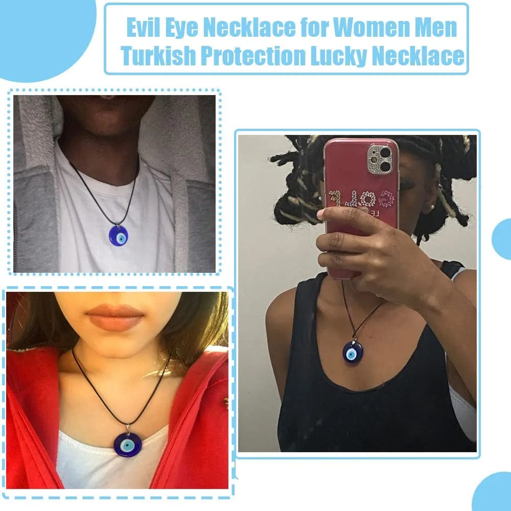 2/3/4 Pcs Blue Beads Evil Eyes Bracelet Hamsa Hand of Fatima Bracelet Glass Charm Evil Eye Leather Cord Necklace Protection Jewelry Set