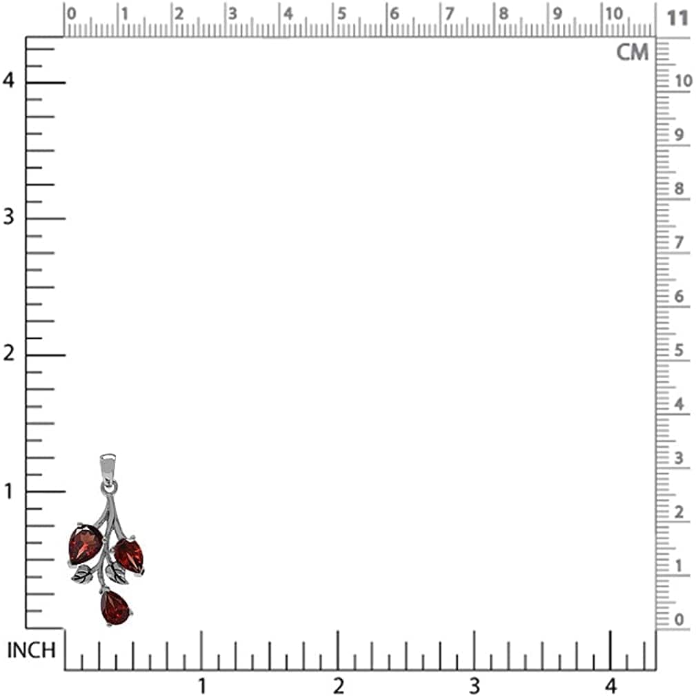 2.85Ct. Natural Garnet 925 Sterling Silver Leaf Pendant with 18 Inch Chain Necklace