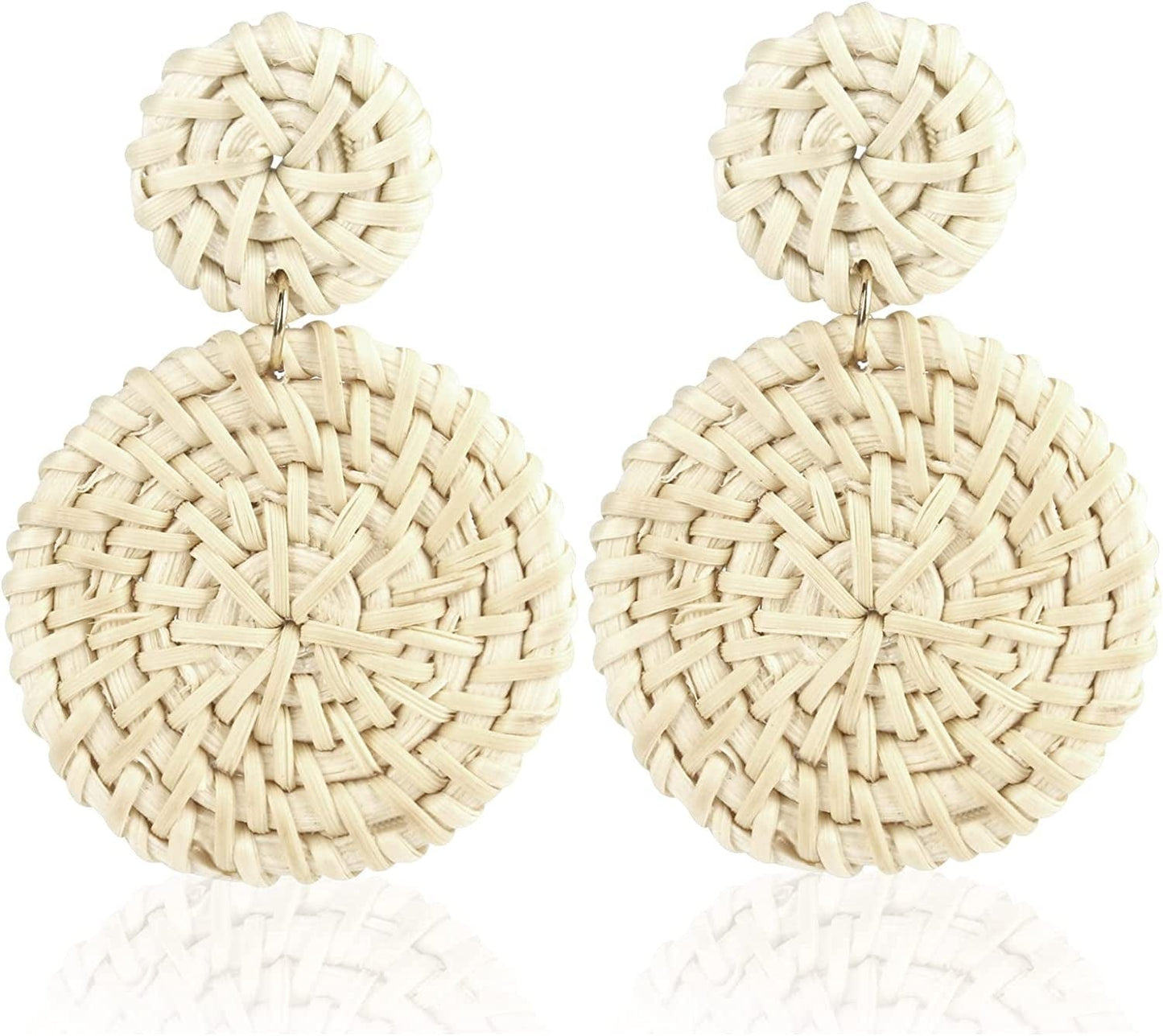 2-9 Pairs Rattan Earrings Tassel Earrings for Women Girls Lightweight Acrylic Geometric Statement Woven Bohemian Earrings Handmade Straw Wicker Braid Hoop Drop Dangle Earrings D