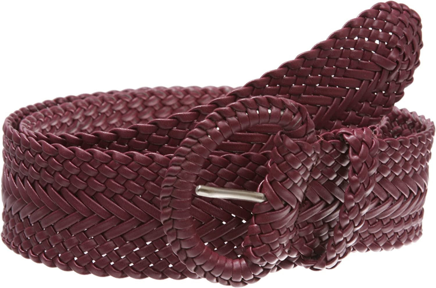 2 Inch Wide Hand Made Soft Metallic Woven Braided round Belt Apparel & Accessories > Clothing Accessories > Belts beltiscool Burgundy M/L (32"-34" WAIST)