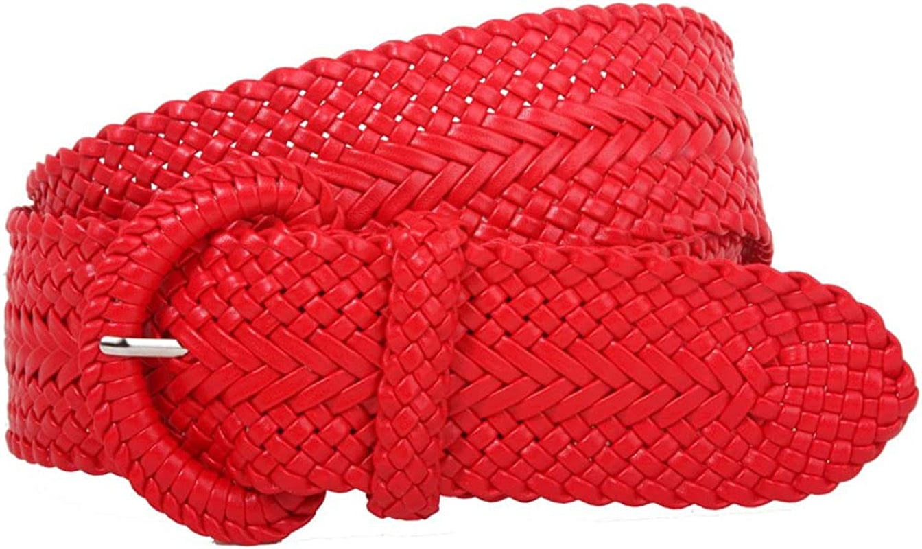2 Inch Wide Hand Made Soft Metallic Woven Braided round Belt Apparel & Accessories > Clothing Accessories > Belts beltiscool Red M/L (32"-34" WAIST)